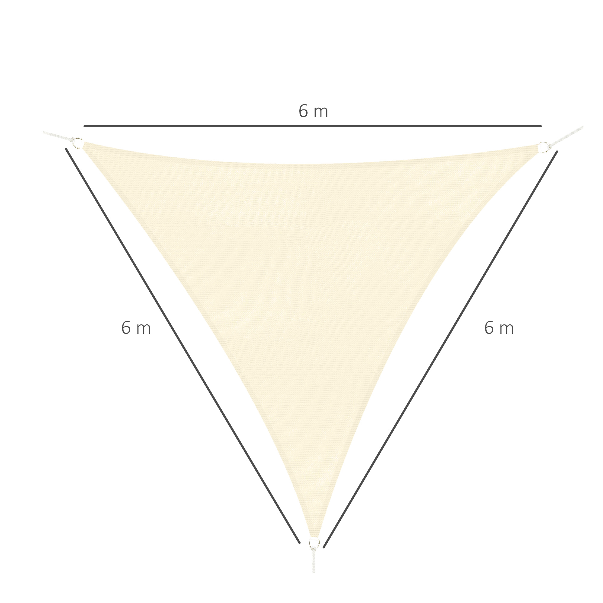 Una vela parasole triangolare beige chiaro di 6 m.