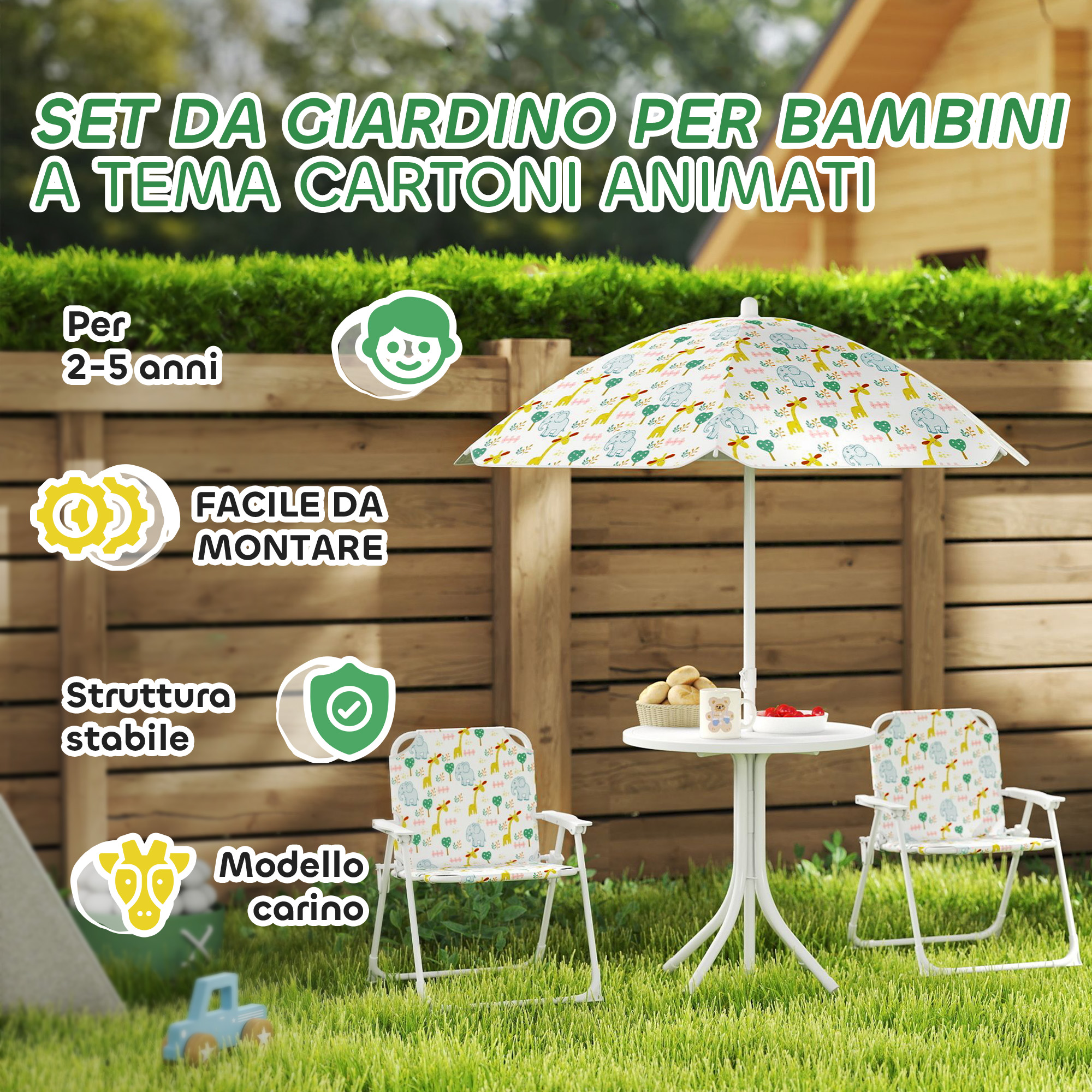 Set da giardino per bambini a tema cartoni animati, per 2-5 anni.