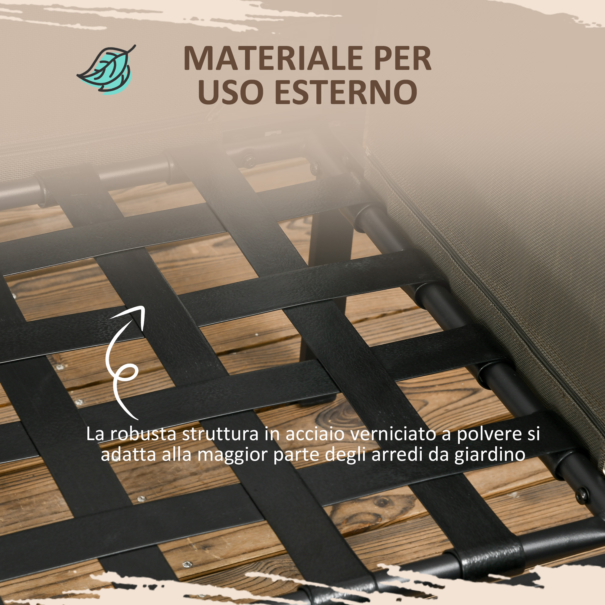 Robusta struttura in acciaio verniciato a polvere per esterni.