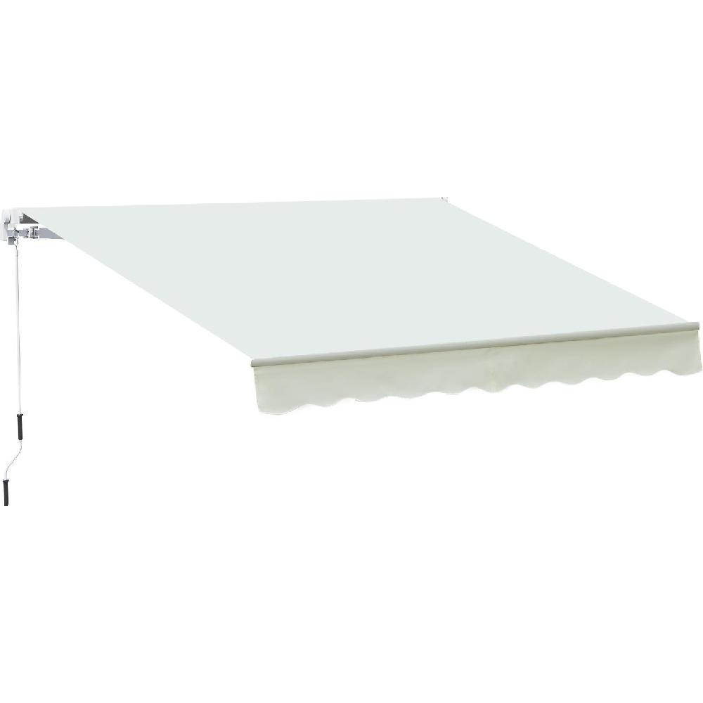 Un tessuto da tenda bianco esteso con bordo a festoni e cordicella.