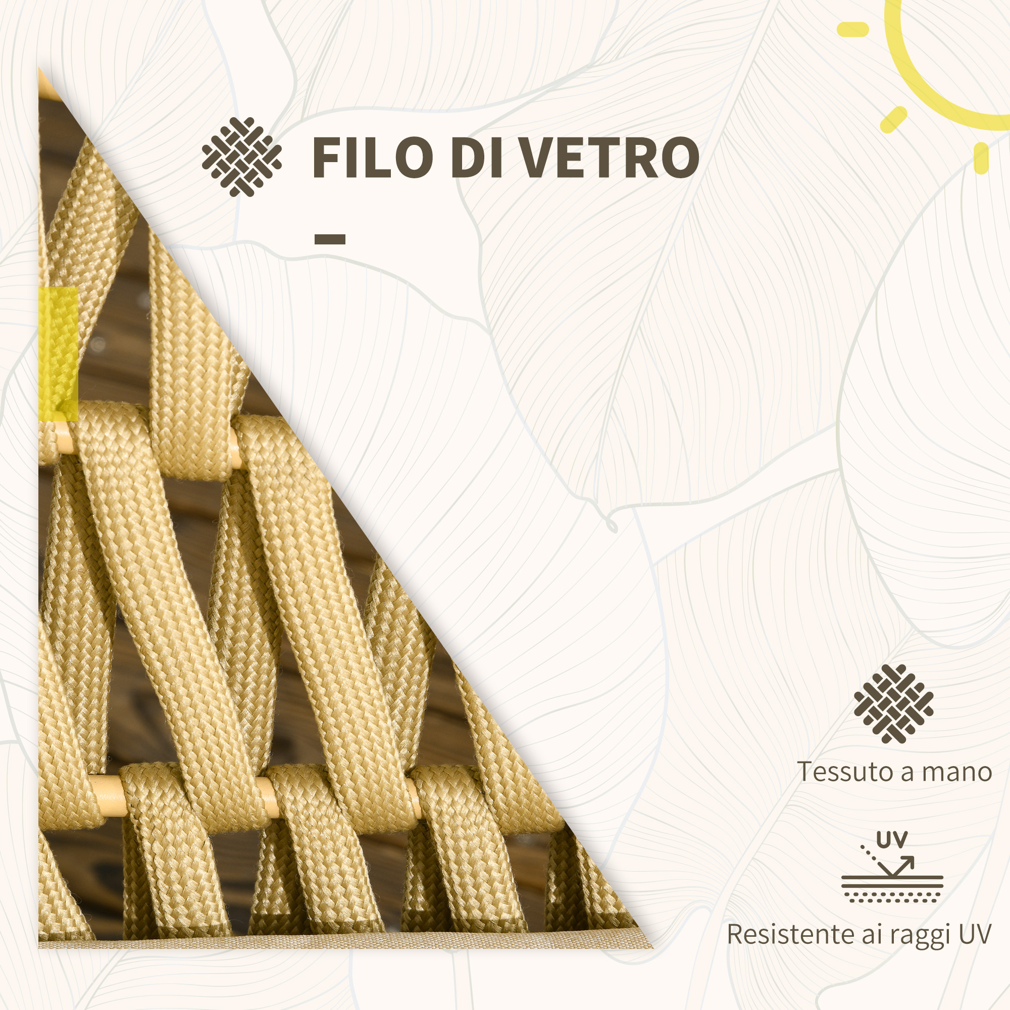 Primo piano di trama di corda dorata su legno, con testo.