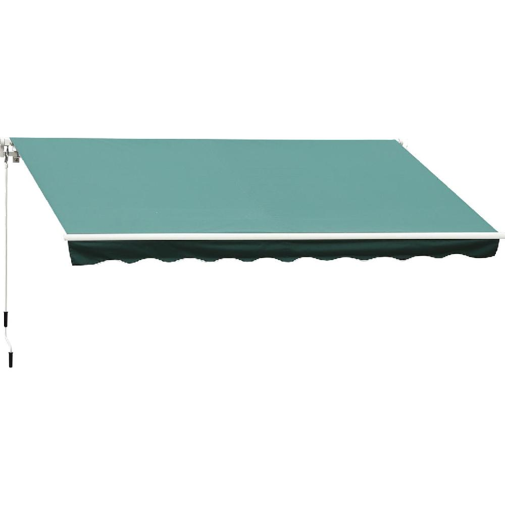 Un tessuto da tenda turchese esteso con bordo bianco e cordoncino.