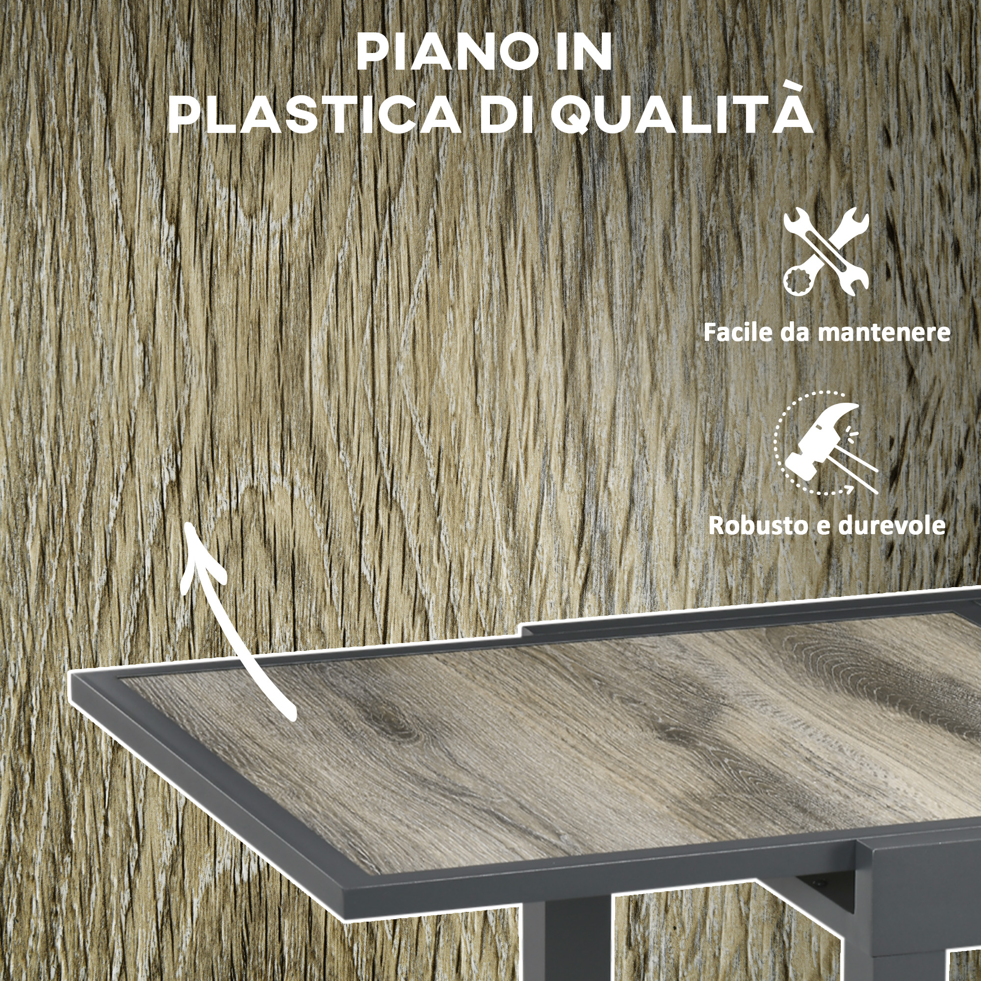 Piano in plastica, facile da mantenere, robusto e durevole.