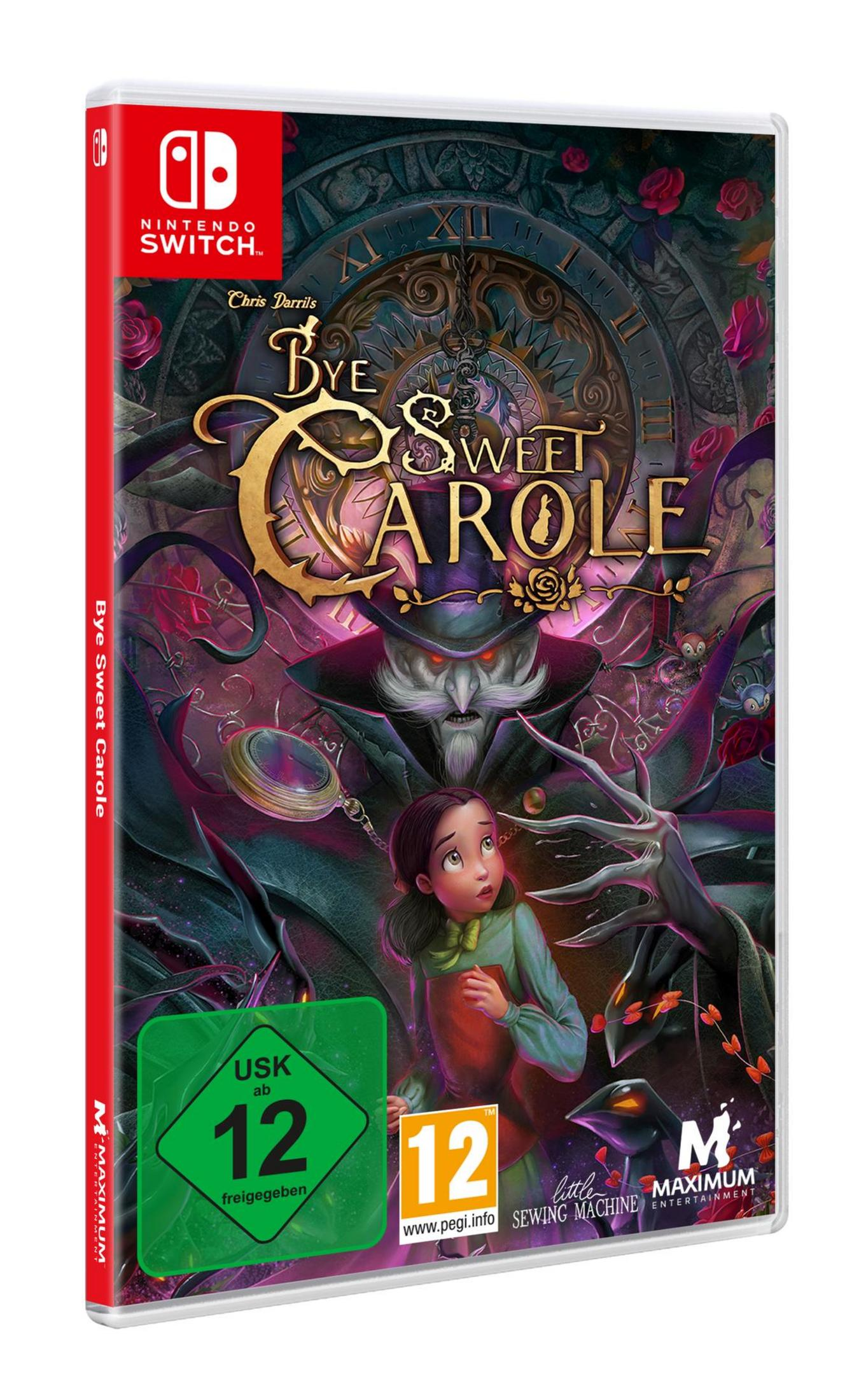Copertina gioco Nintendo Switch: "Bye Sweet Carole" con uomo inquietante e bambina.