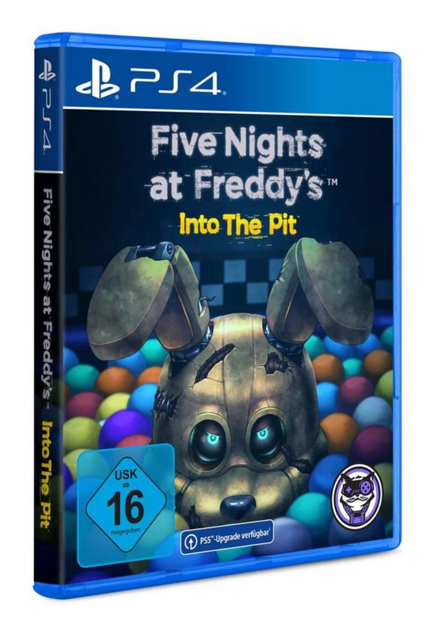 Boîtier de jeu PS4 : Five Nights at Freddy's, robot doré, boules colorées.