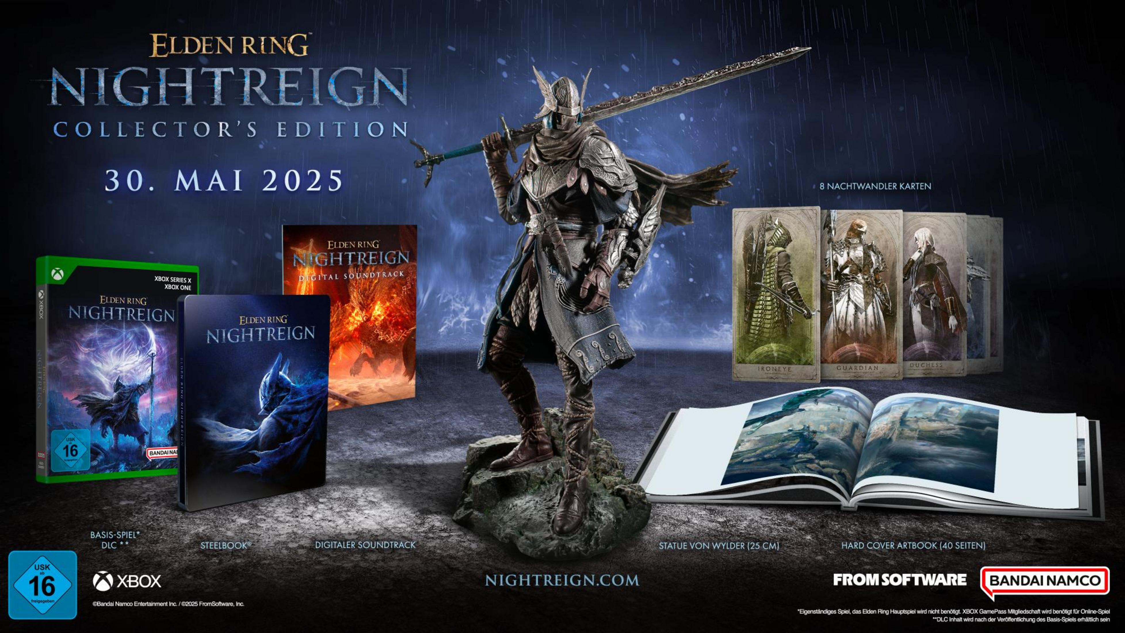 Édition Collector d'Elden Ring avec statue, steelbook, artbook, cartes et bande-son.