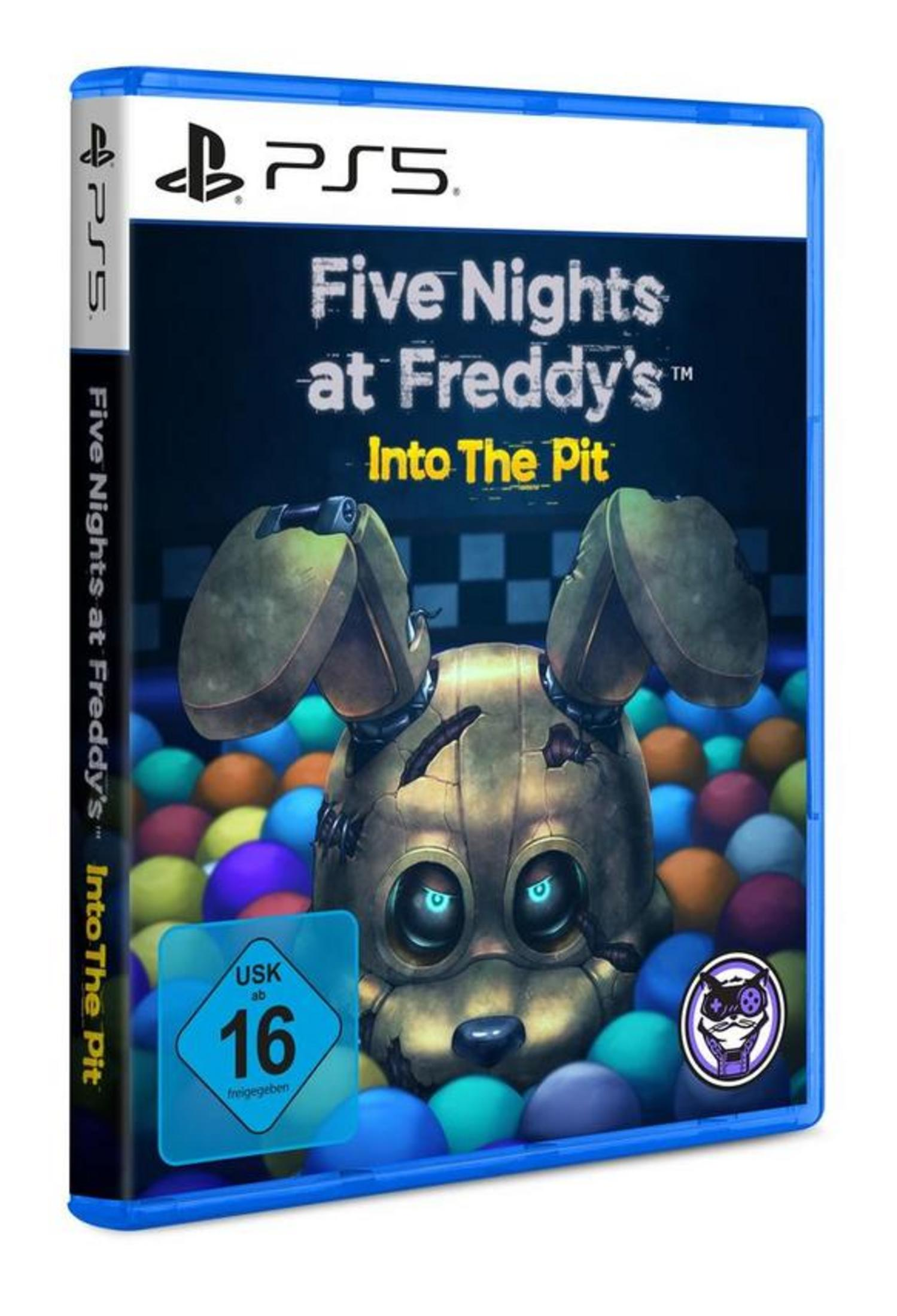 PS5-Spielhülle: Five Nights at Freddy's. Goldener Freddy mit bunten Kugeln.