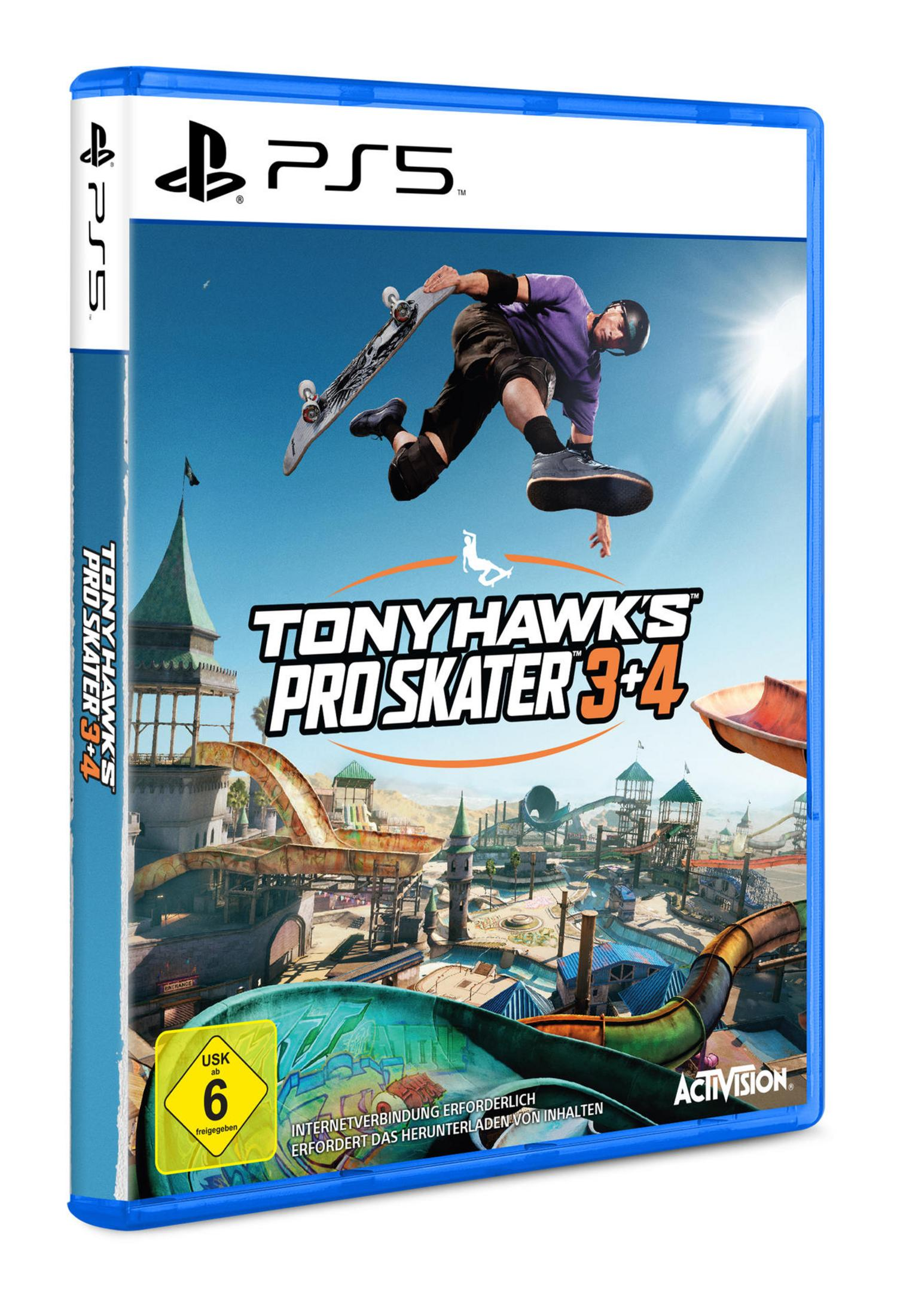 Tony Hawk's Pro Skater 3+4 PS5 Spielhülle mit Skateboarder in Aktion.