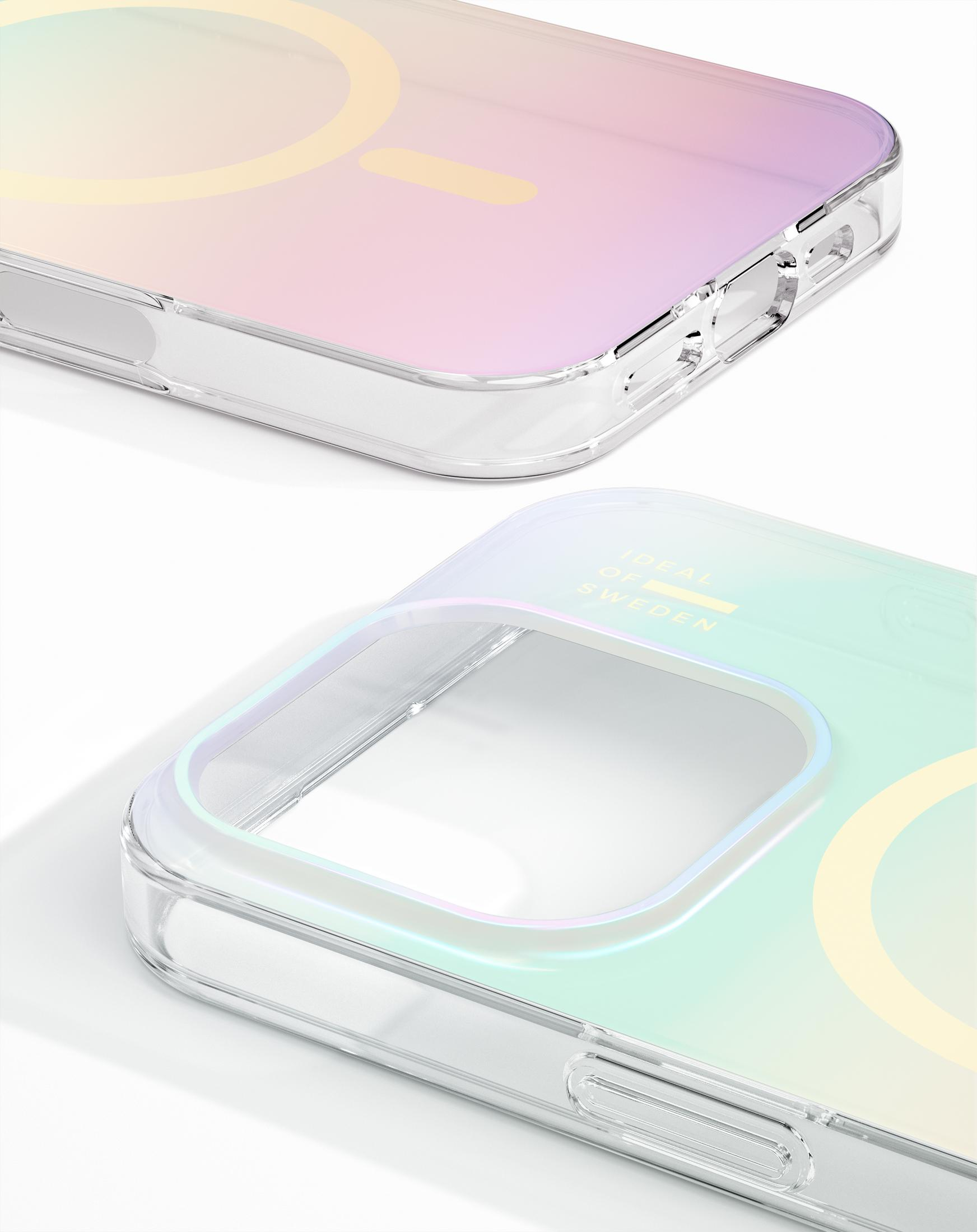 Transparente Handyhülle mit Farbverlauf und Magnetring-Design, auf weißem Hintergrund.