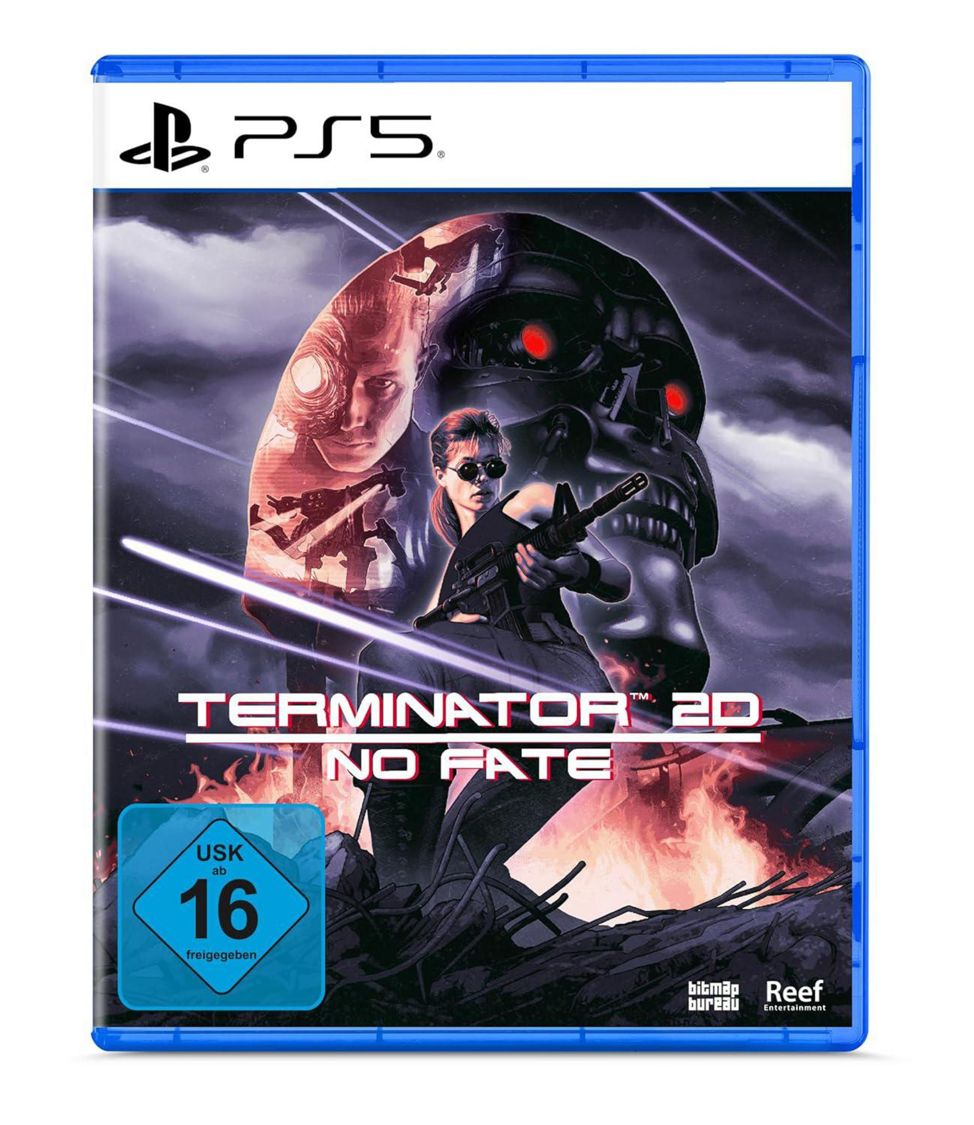 Copertina PS5 Terminator 2: No Fate con Sarah Connor e testa T-800.