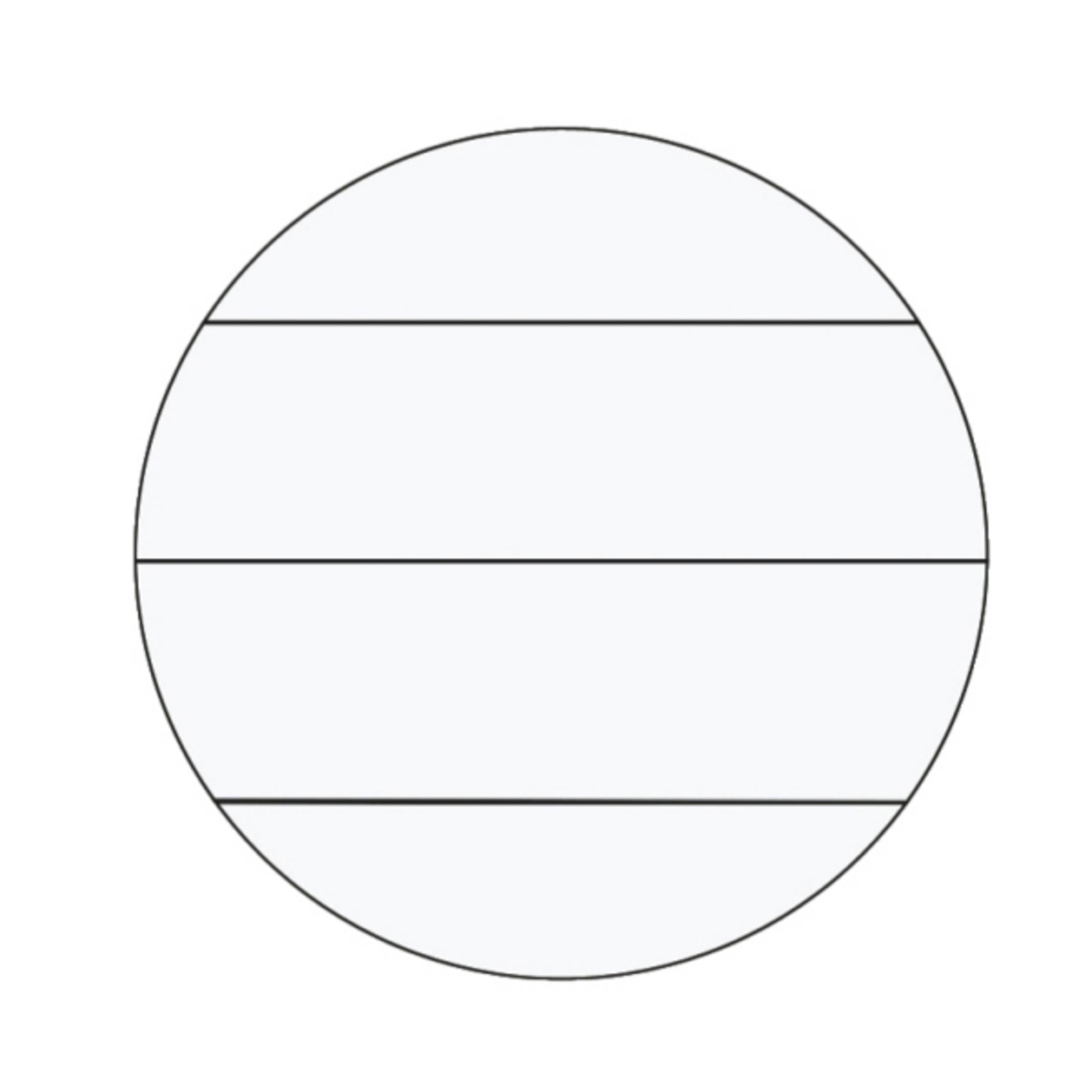 Un cercle divisé en quatre sections par trois lignes horizontales.