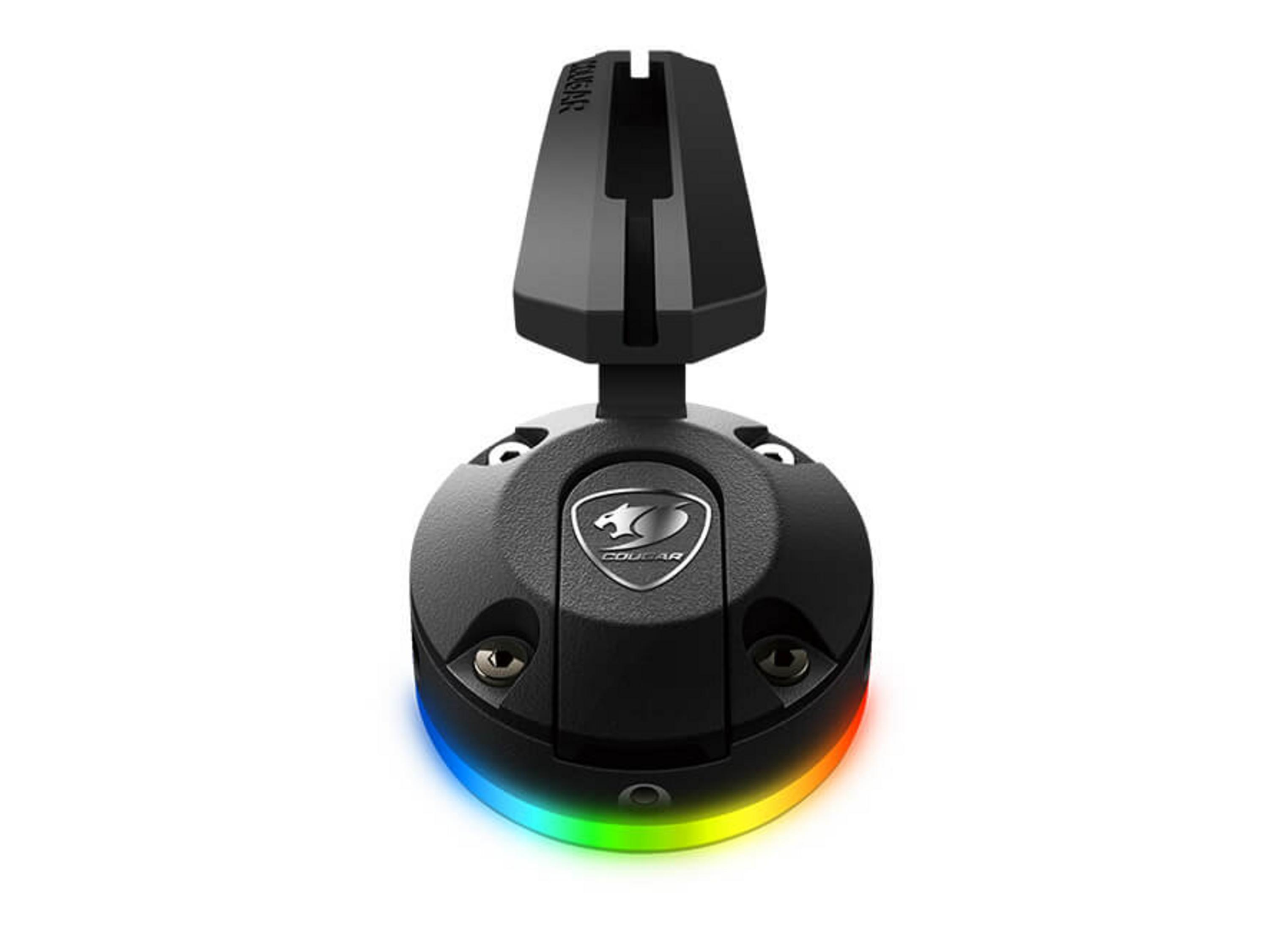 Impugnatura nera per mouse da gioco con illuminazione RGB.