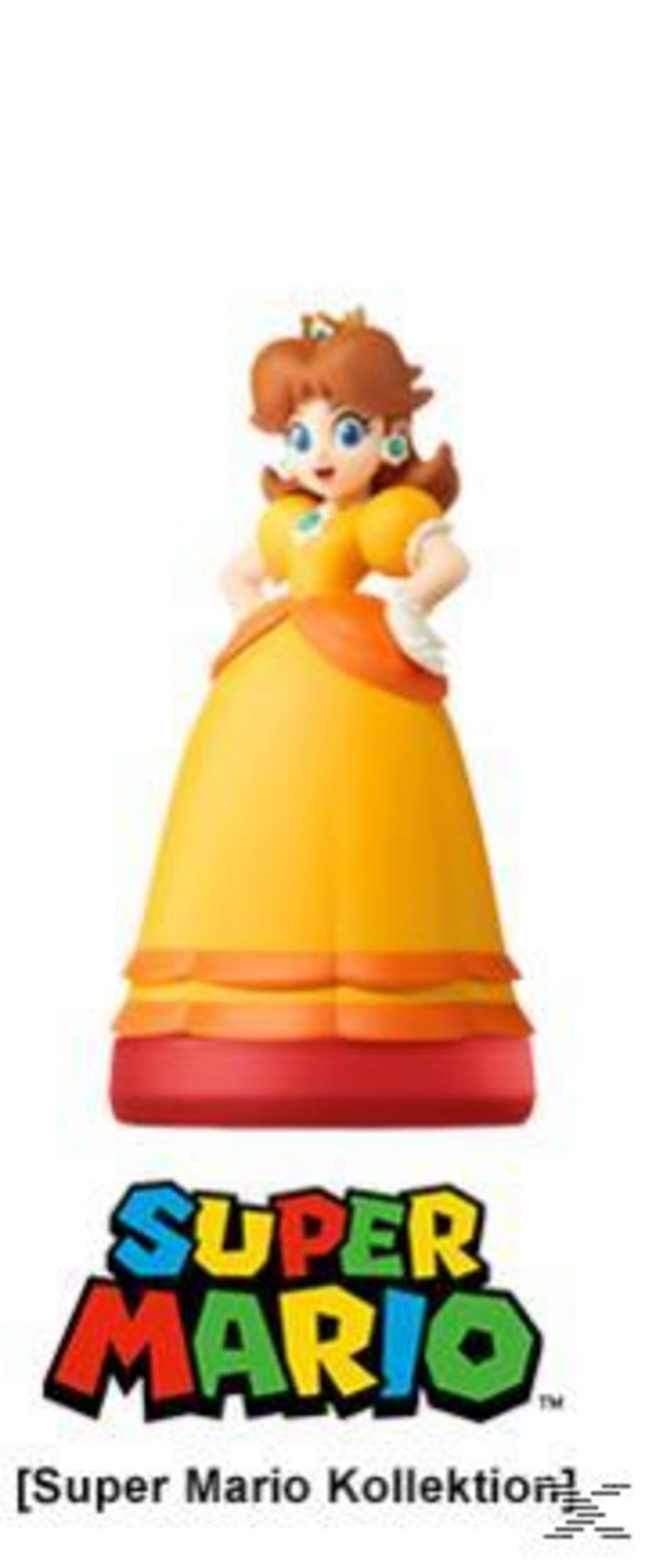 Eine Figur von Prinzessin Daisy in einem gelben Kleid mit orangefarbenen Akzenten.