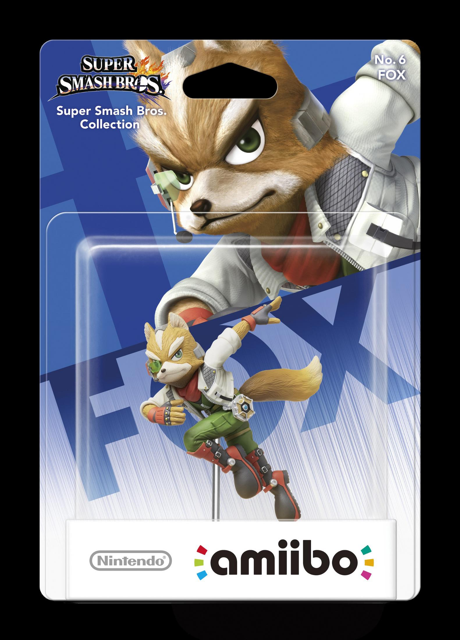 Amiibo-Verpackung mit Fox McCloud von Super Smash Bros. Collection.