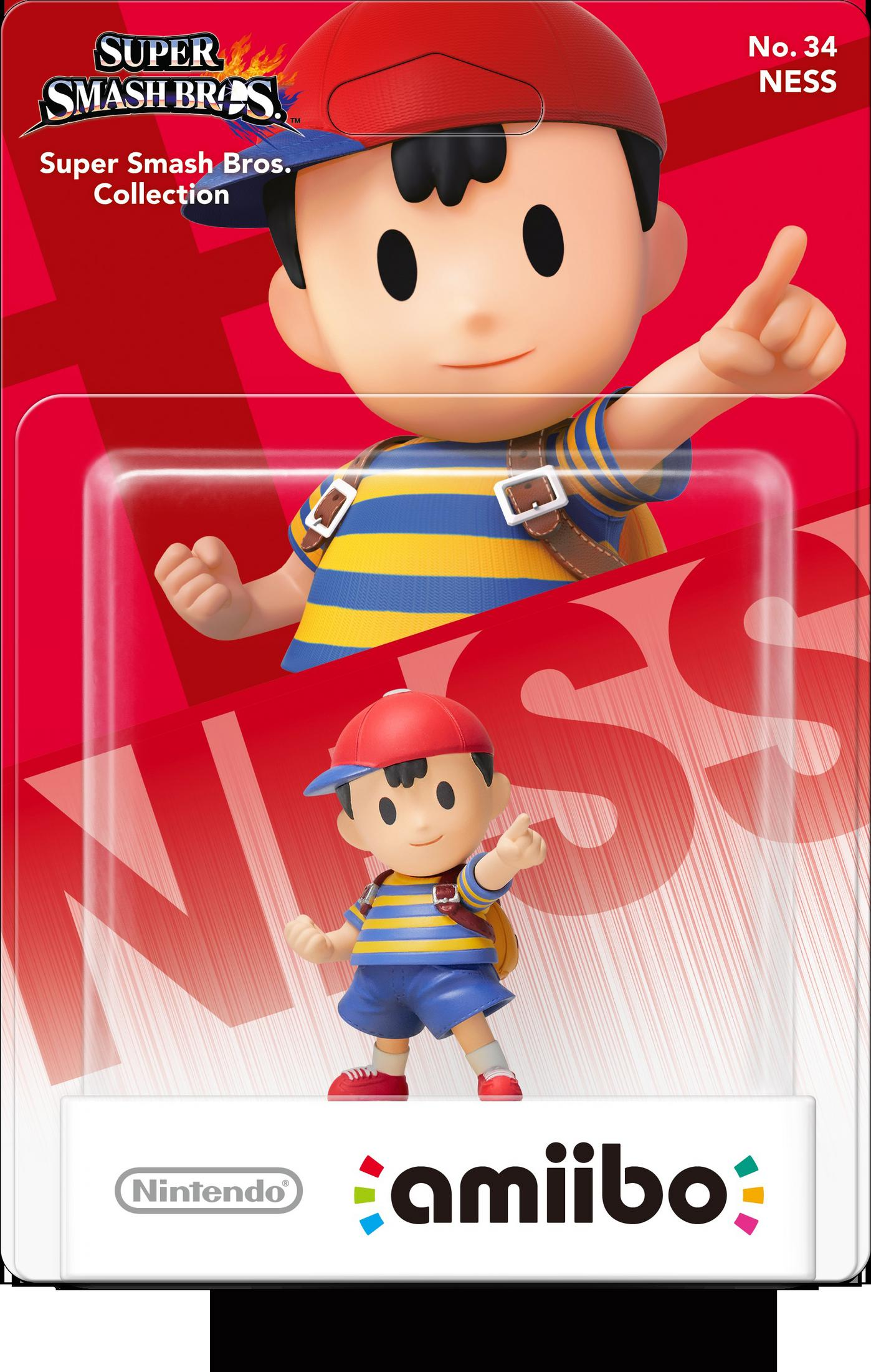 Action figure Amiibo di Ness in confezione, Collezione Super Smash Bros.