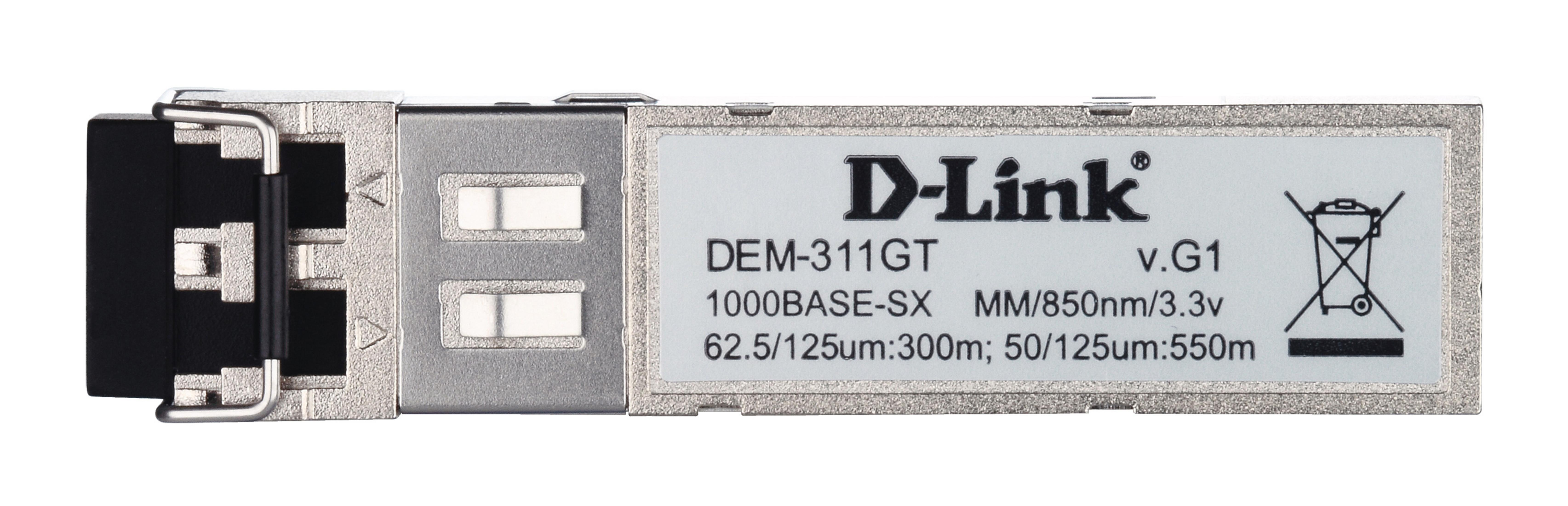 Transceptor de fibra óptica D-Link DEM-311GT, 1000BASE-SX, MM/850nm, 3.3v.