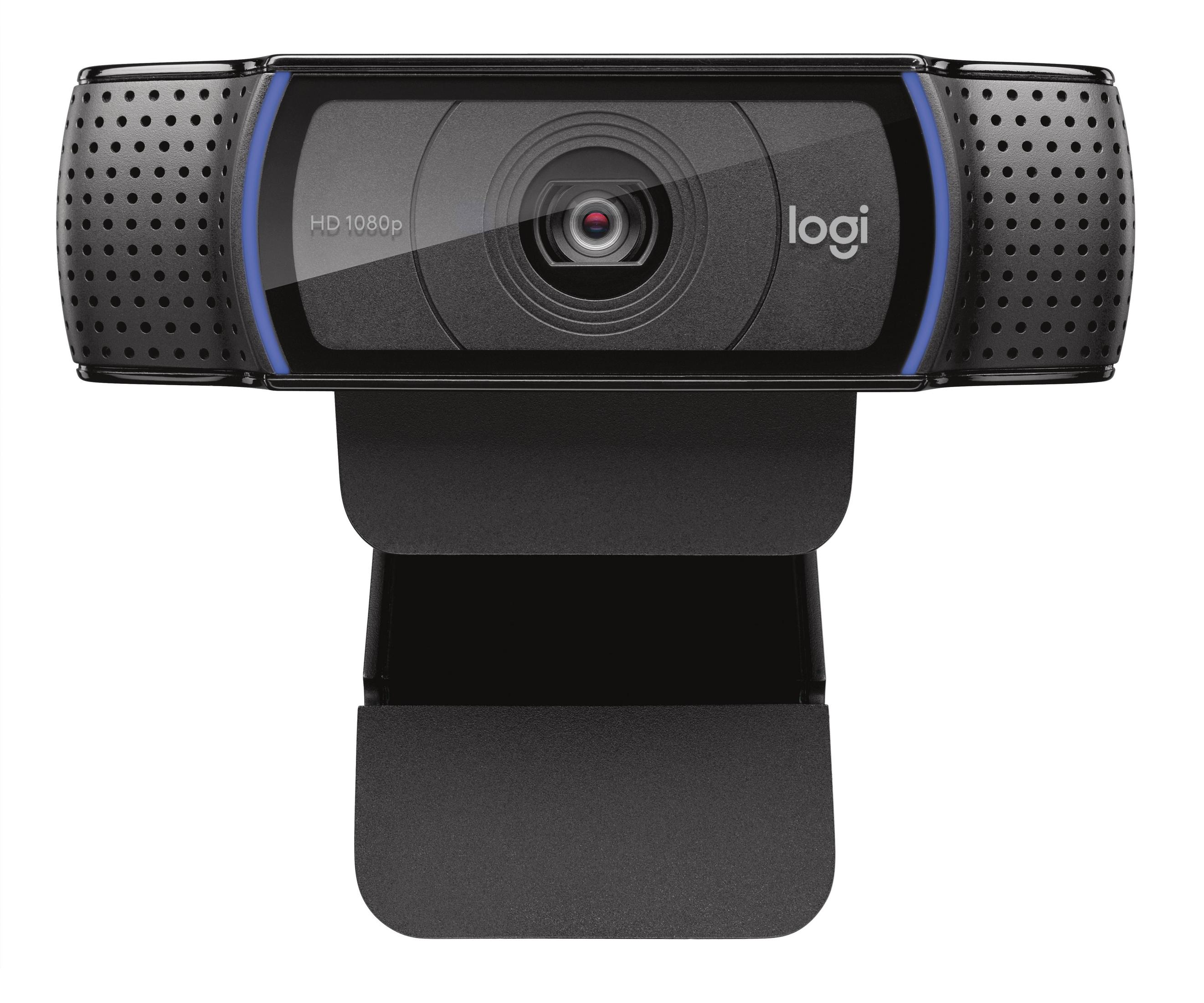 Kamera internetowa Logitech HD 1080p z mikrofonami i regulowanym stojakiem.