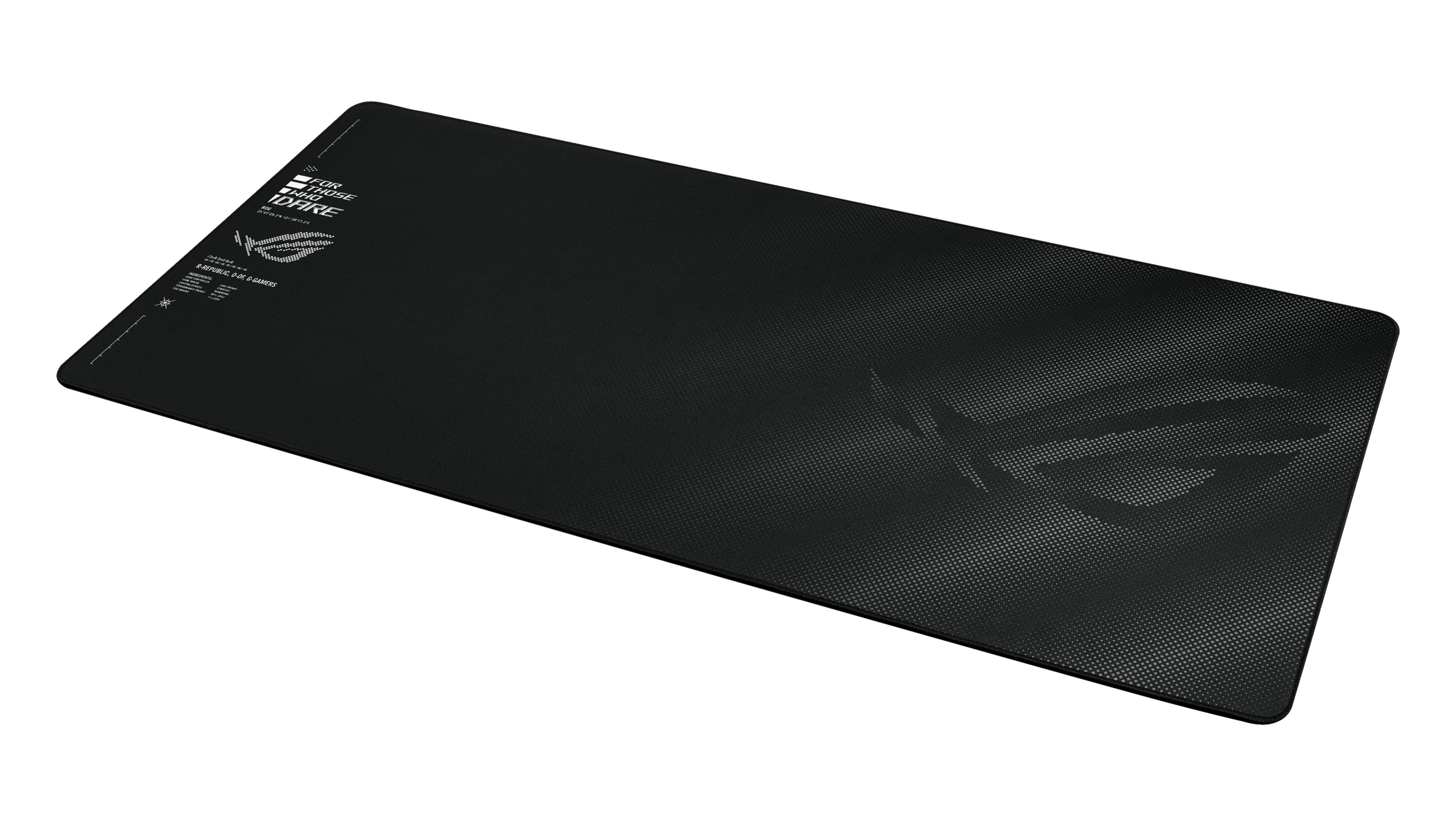 Czarna podkładka pod mysz gamingowa z logo i tekstem ROG.