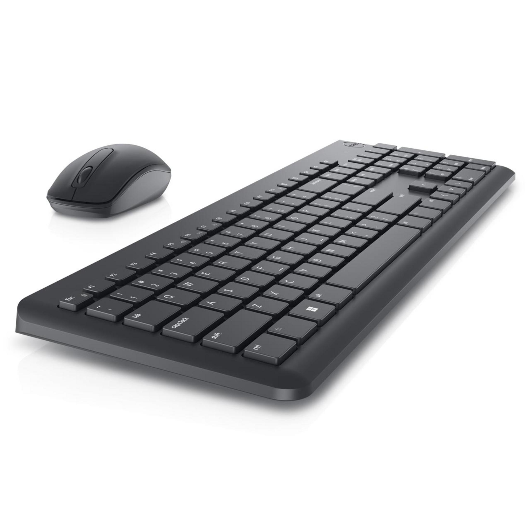 Schwarze Tastatur und Maus auf weißem Hintergrund, im Profil gezeigt.