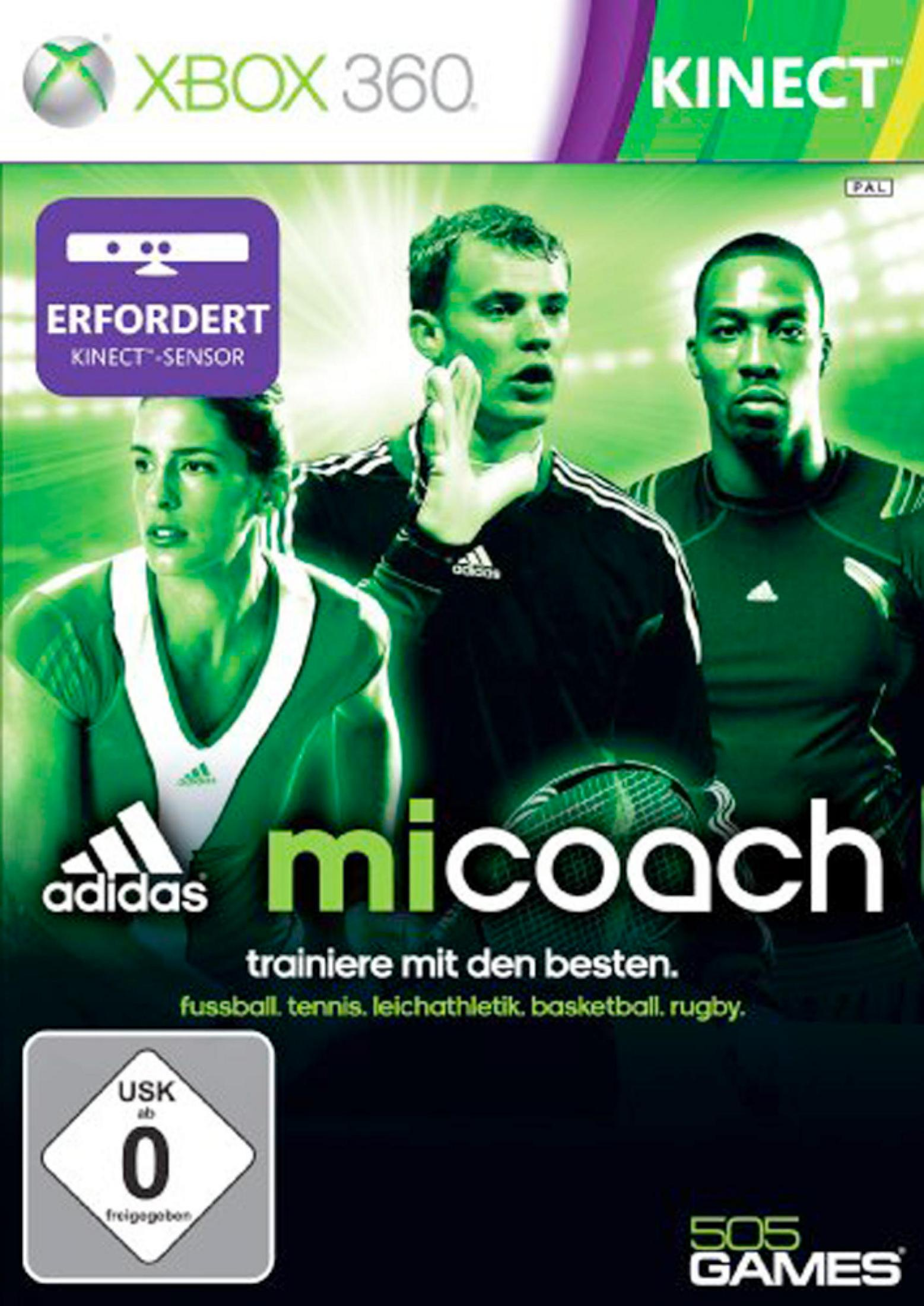 Xbox 360 Kinect Spiel "miCoach" mit drei Sportlern. Erfordert Kinect Sensor.