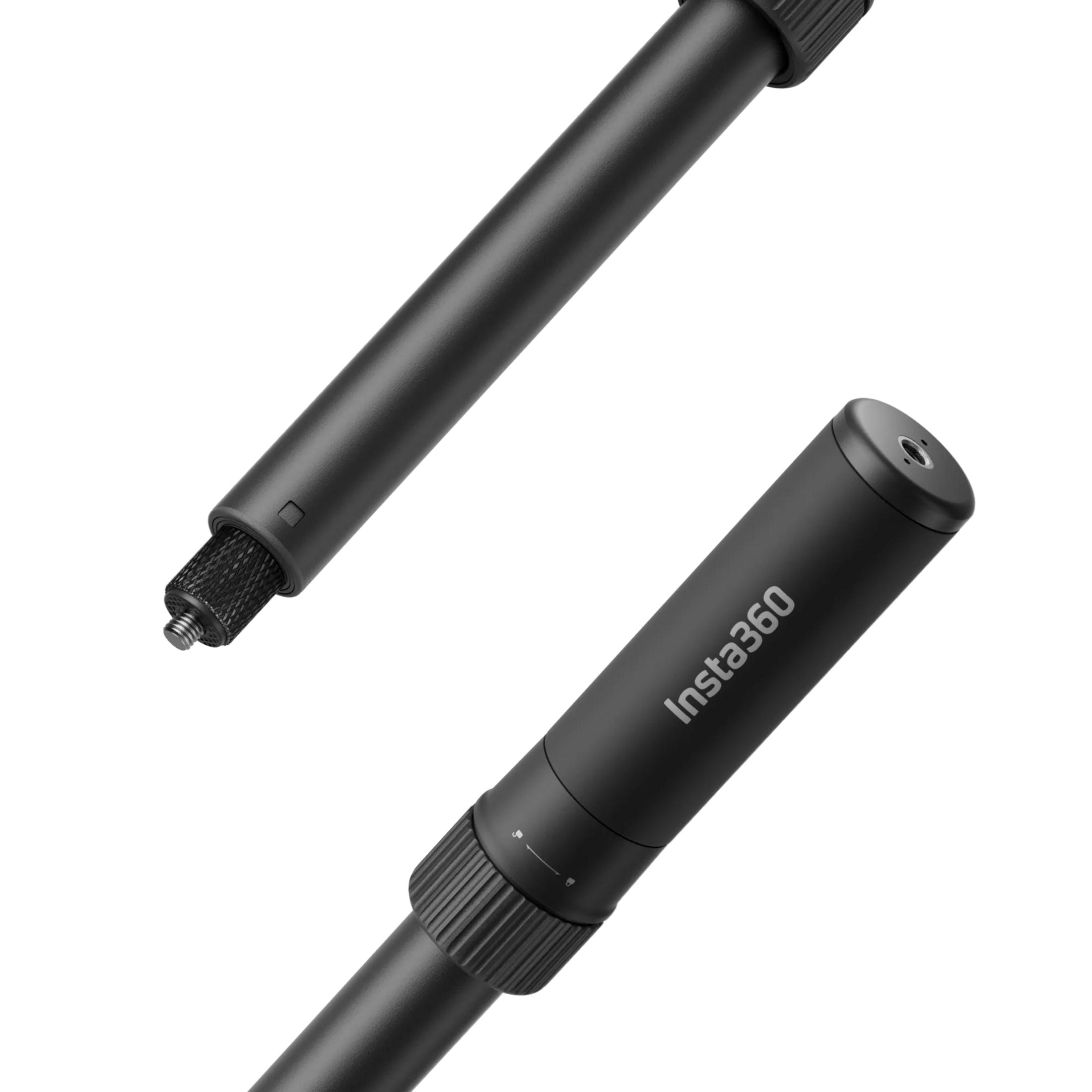 Schwarzer Gimbal-Griff mit Insta360-Logo und Schraubgewinde.