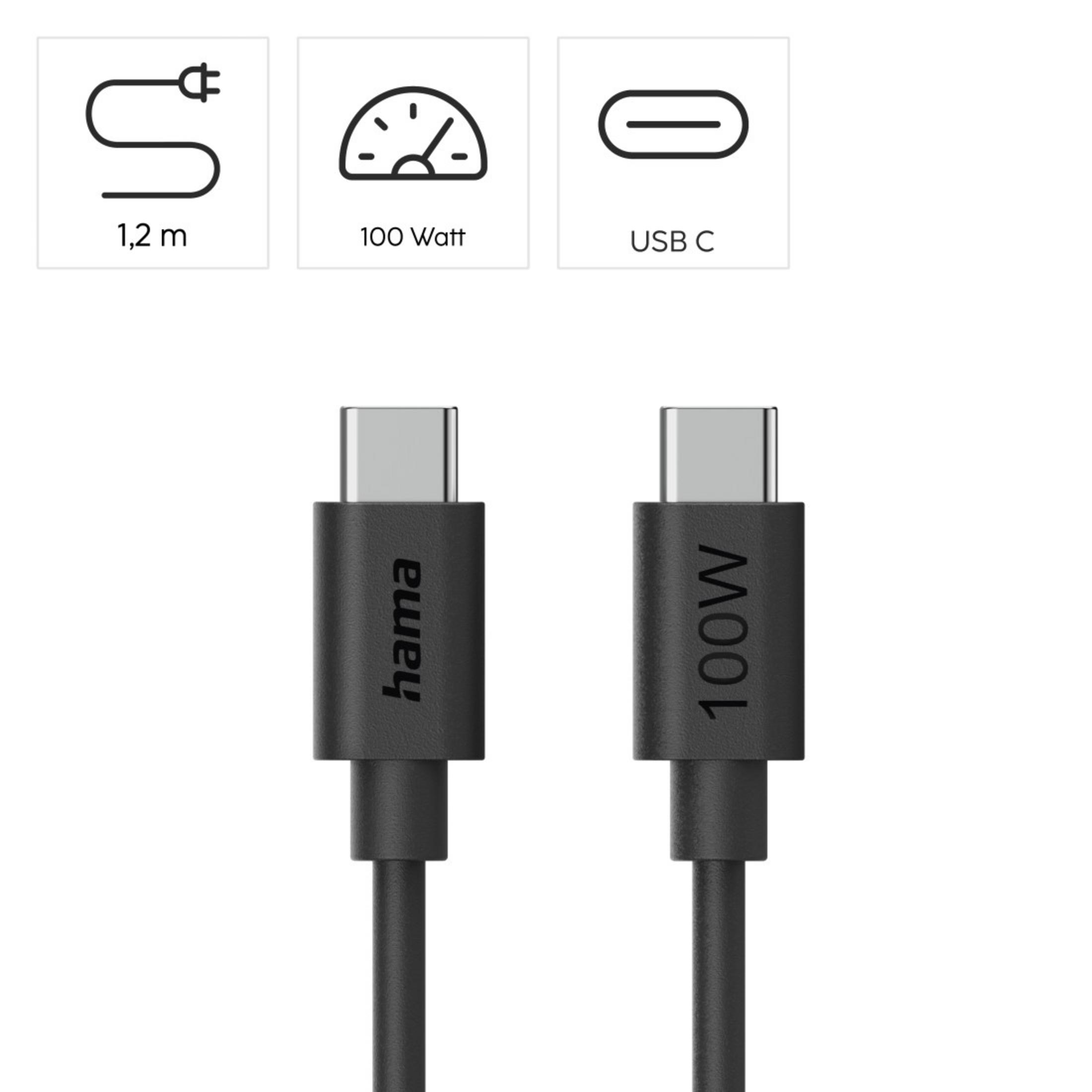 Due cavi USB-C neri con connettori argentati, uno con logo Hama.