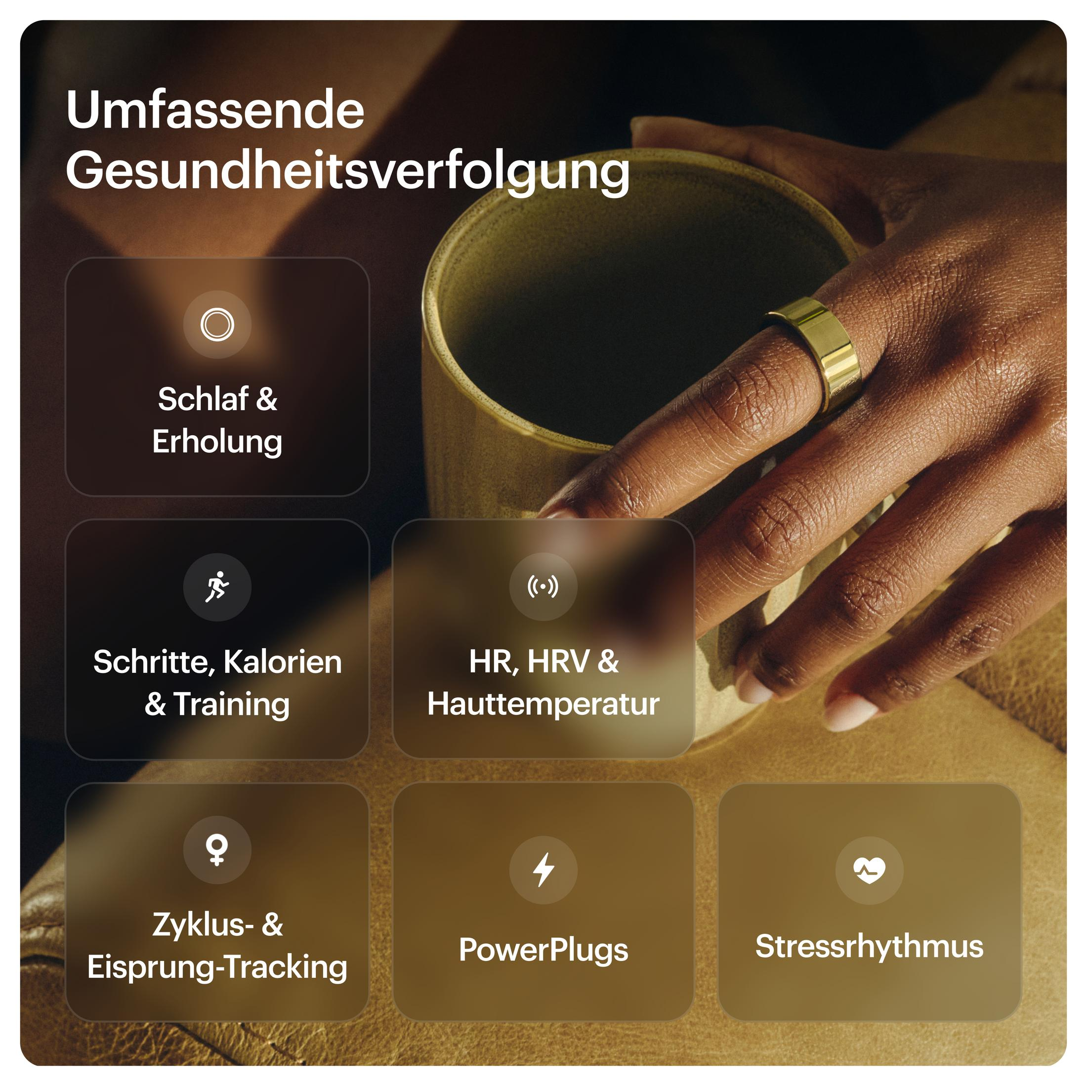 Umfassende Gesundheitsverfolgung mit Schlaf, Schritten, HR und Zyklus-Tracking.