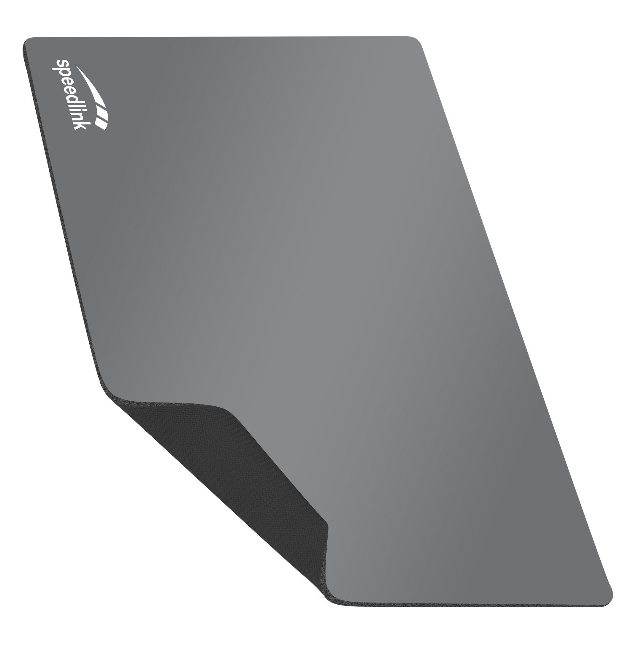 Graue Speedlink-Mousepad mit Logo.