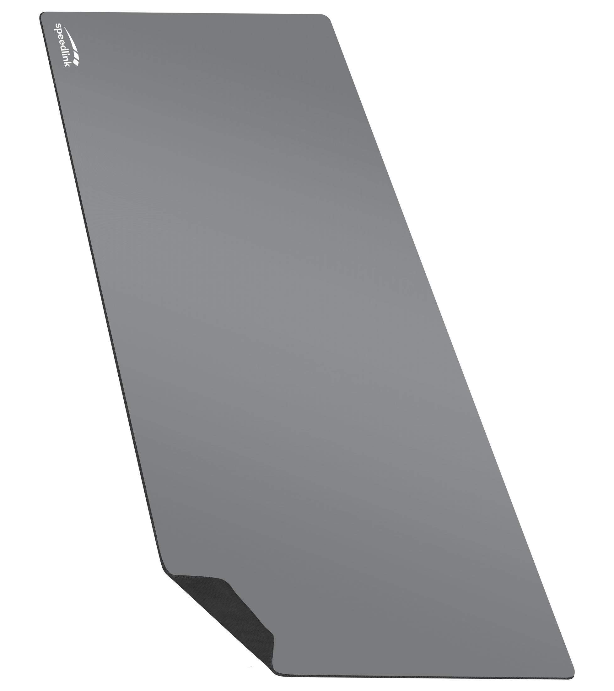 Graue Mousepad mit Speedlink-Logo oben links.
