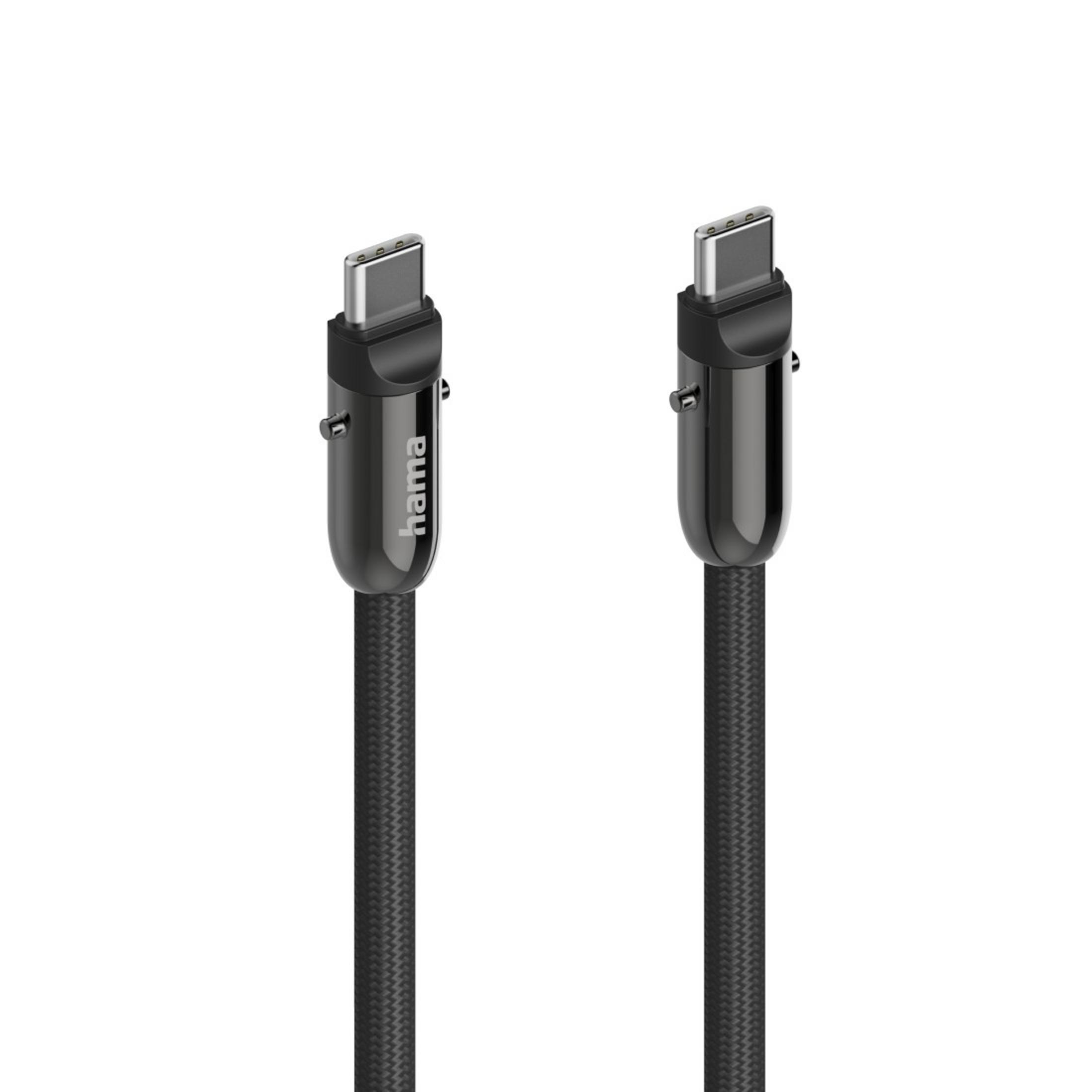 Due cavi USB-C con treccia in tessuto e connettori argentati su sfondo bianco.