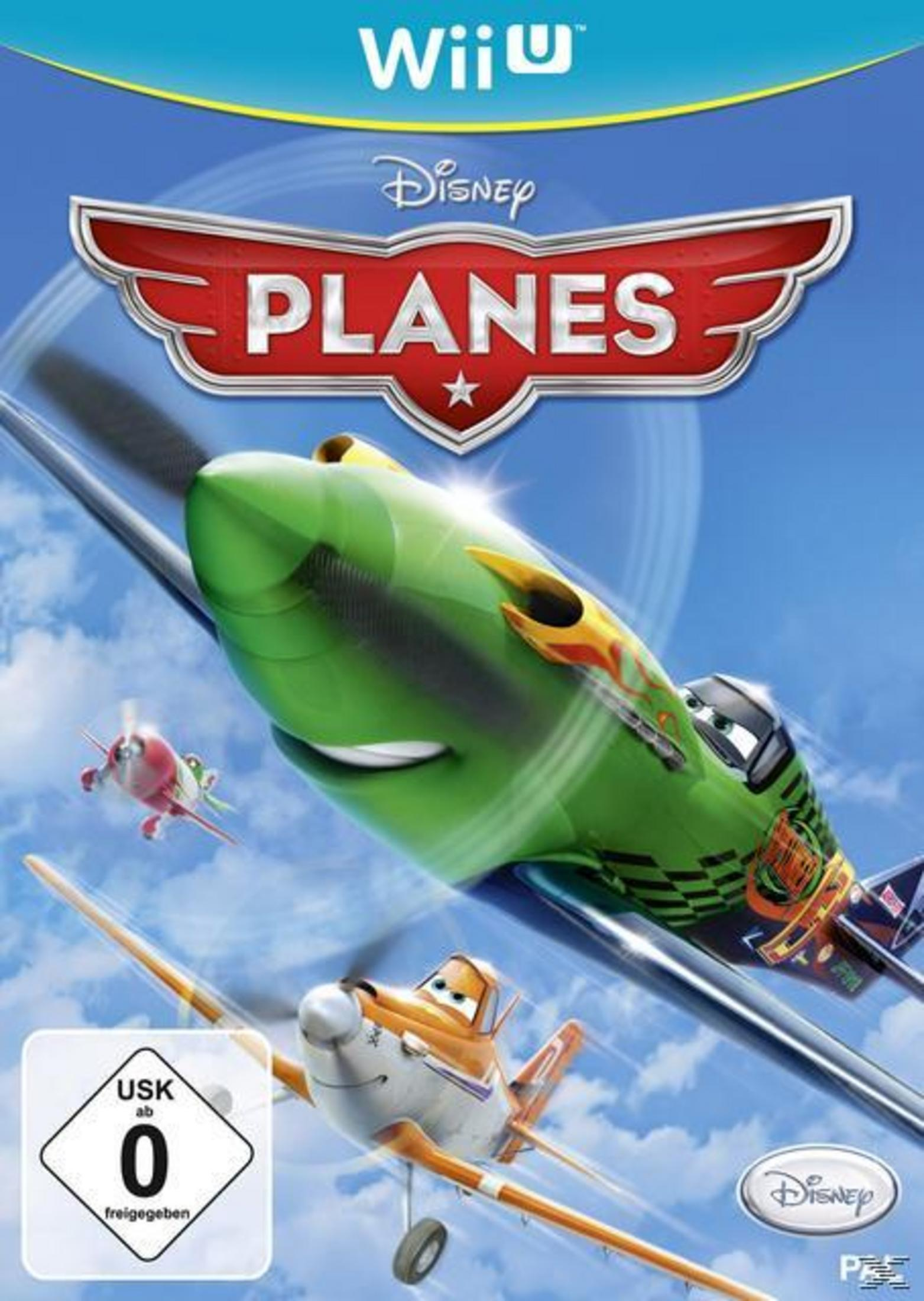 Disney Planes Videospielcover: grüne und orange Flugzeuge fliegen am blauen Himmel.
