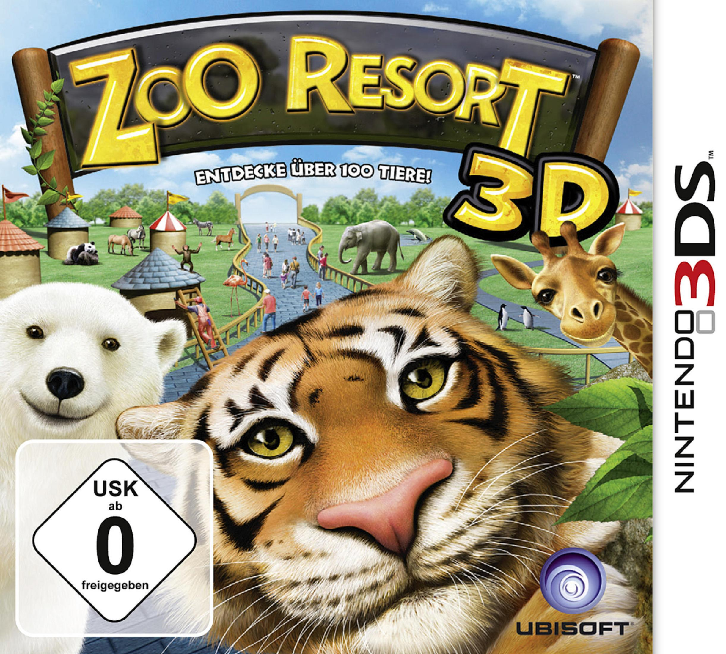 Zoo Resort 3D Hülle mit Eisbär, Tiger, Giraffe, Elefant und Pinguinen.