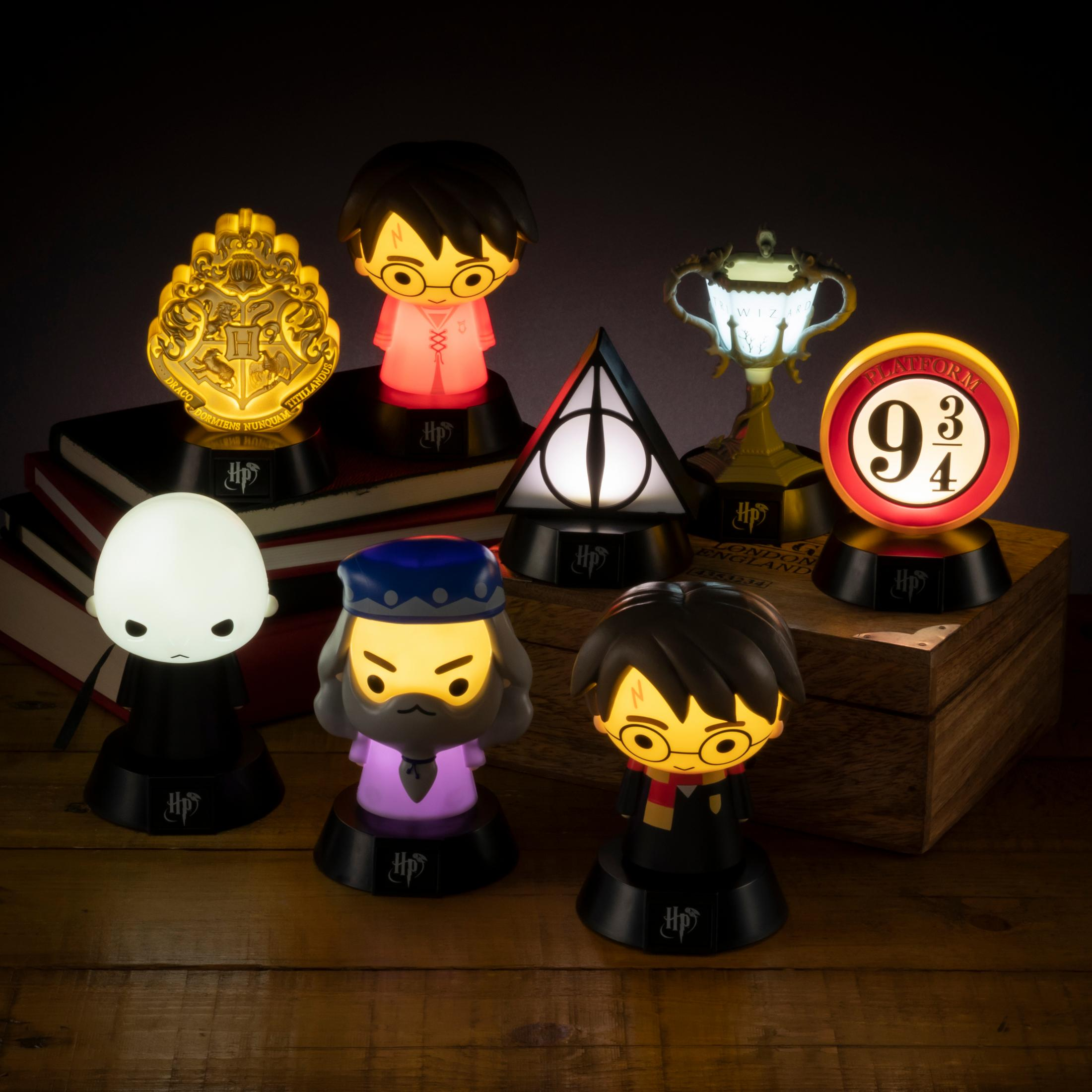 Harry Potter Figuren-Lampen: Wappen, Harry, Dreieck, Kelch, Bahnsteig 9 3/4.