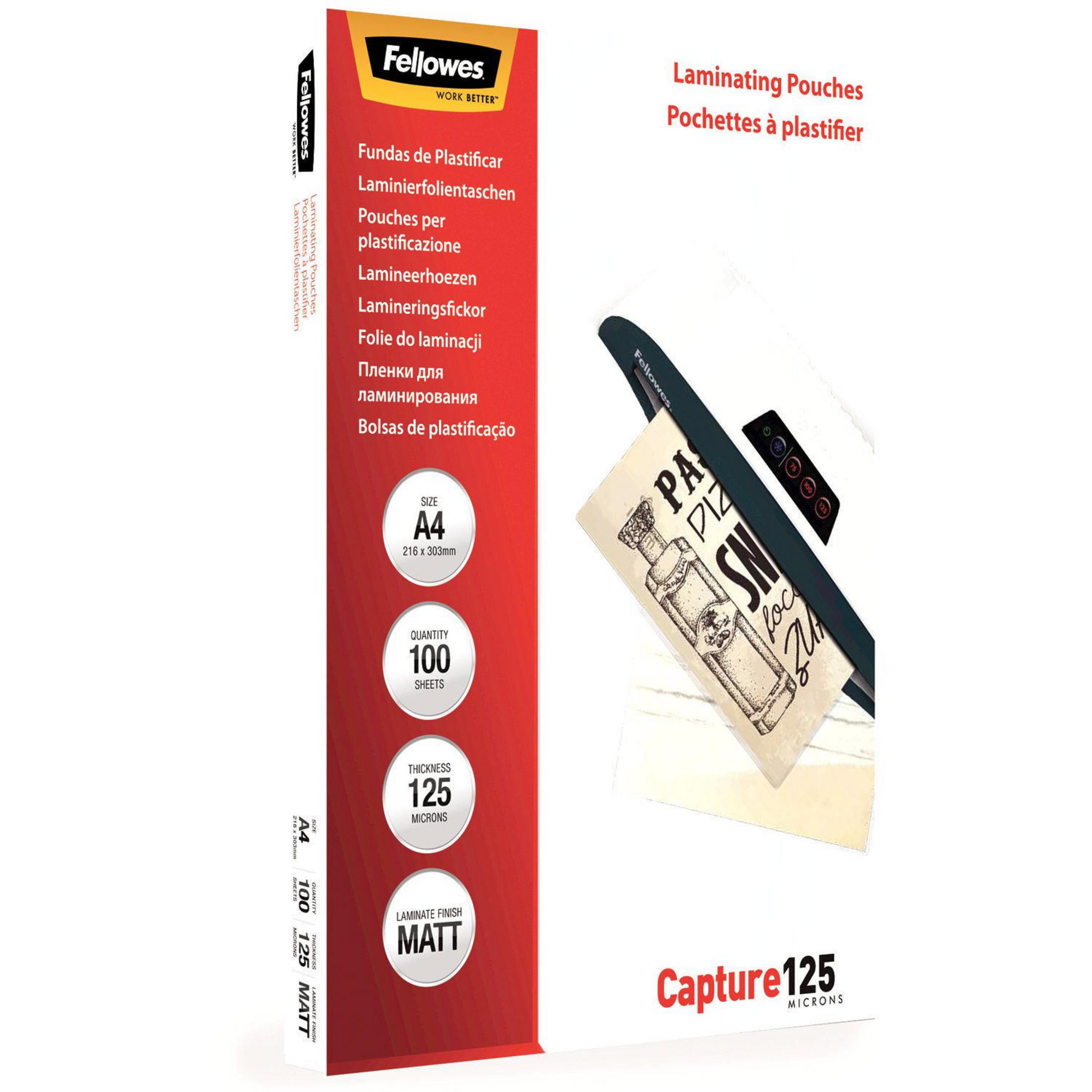 Fellowes Laminierfolien: A4, 100 Blatt, 125 Mikron, Matt.