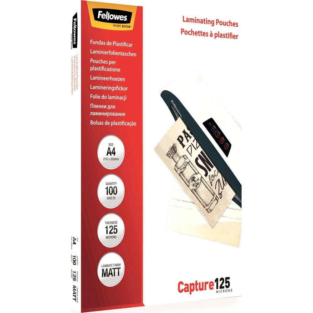 Fellowes A4 Laminierbeutel, 100 Stück, 125 Mikron, matt.