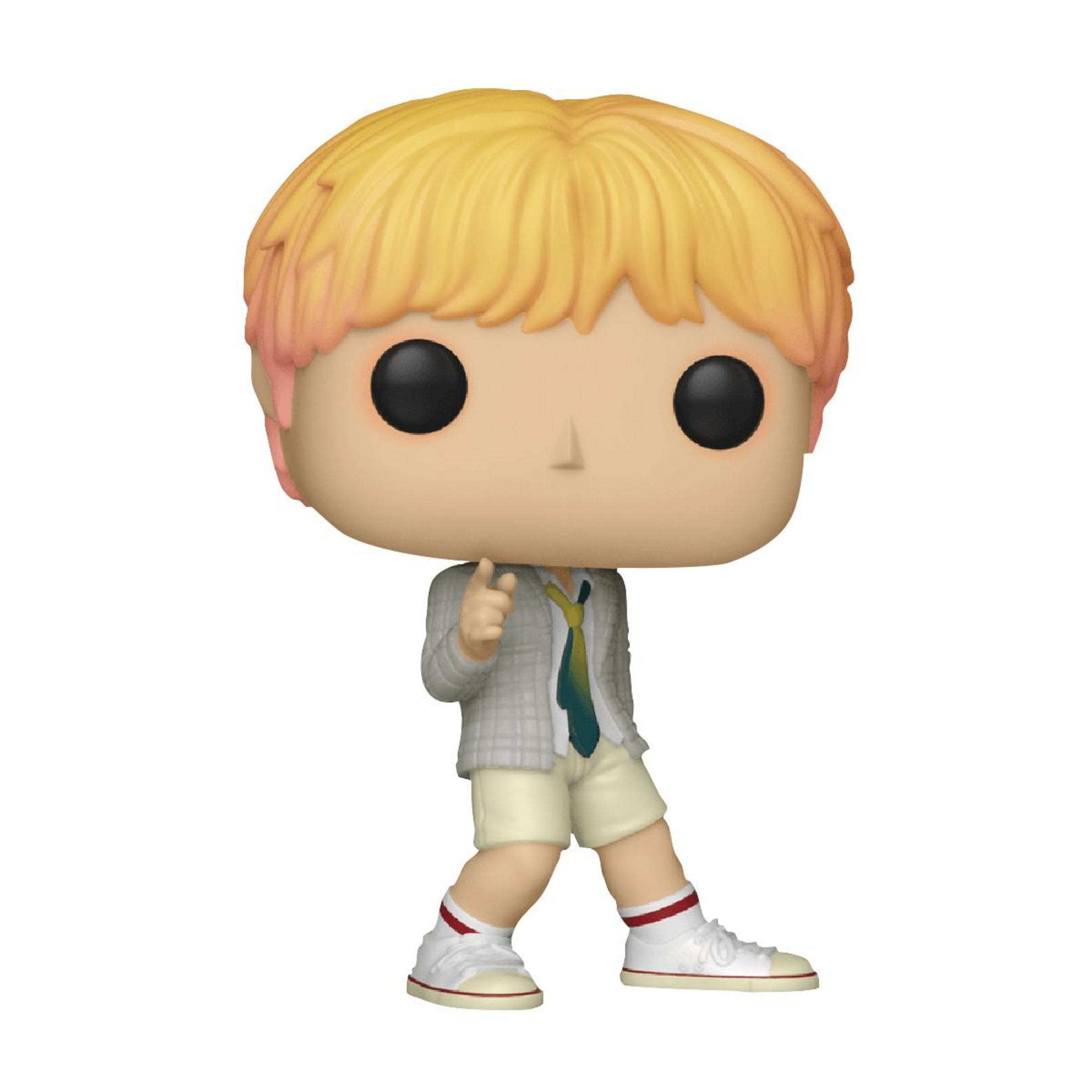 Ein Funko Pop-Charakter mit blonden Haaren, einem Karohemd, Shorts und Krawatte.