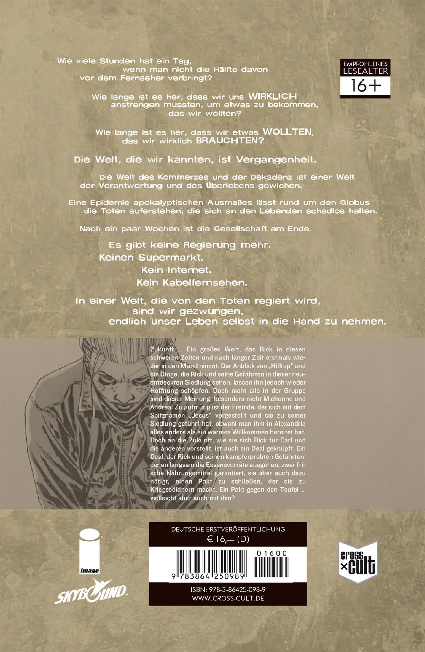 Dos de livre avec texte et dessin de bande dessinée d'un homme. Recommandation d'âge 16+.