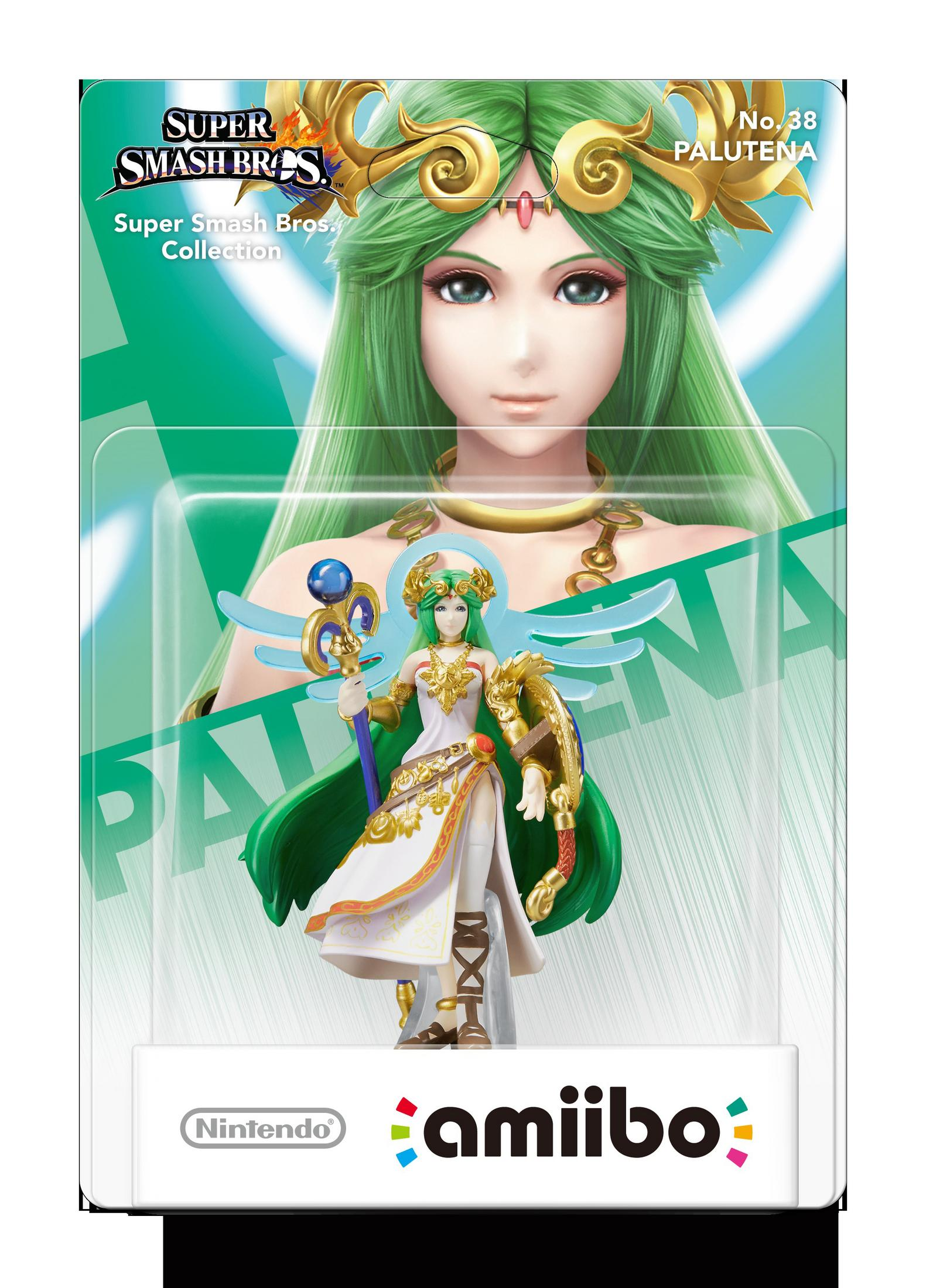 Palutena Amiibo-Figur in Verpackung, Super Smash Bros. Collection.