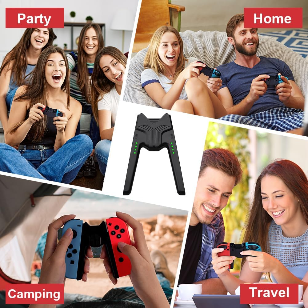 Collage zeigt Menschen beim Spielen, auch zu Hause, auf Reisen und beim Camping.
