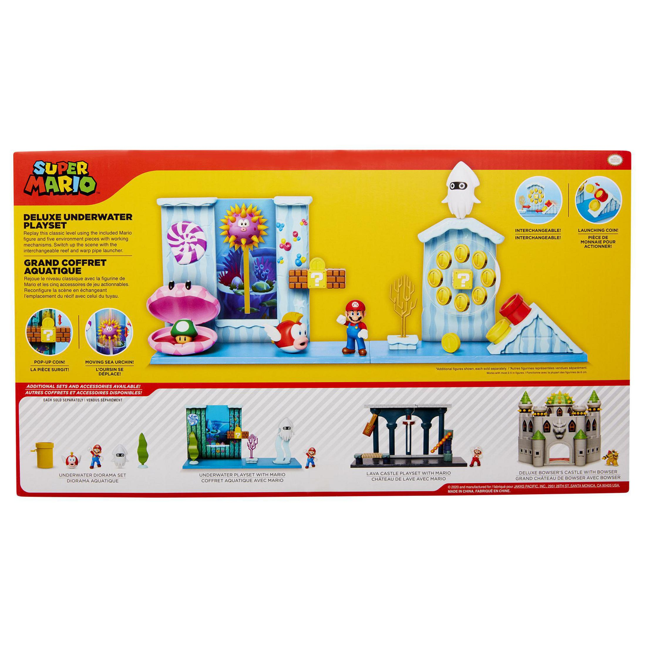 Super Mario Deluxe Underwater Playset mit Figuren und Zubehör.
