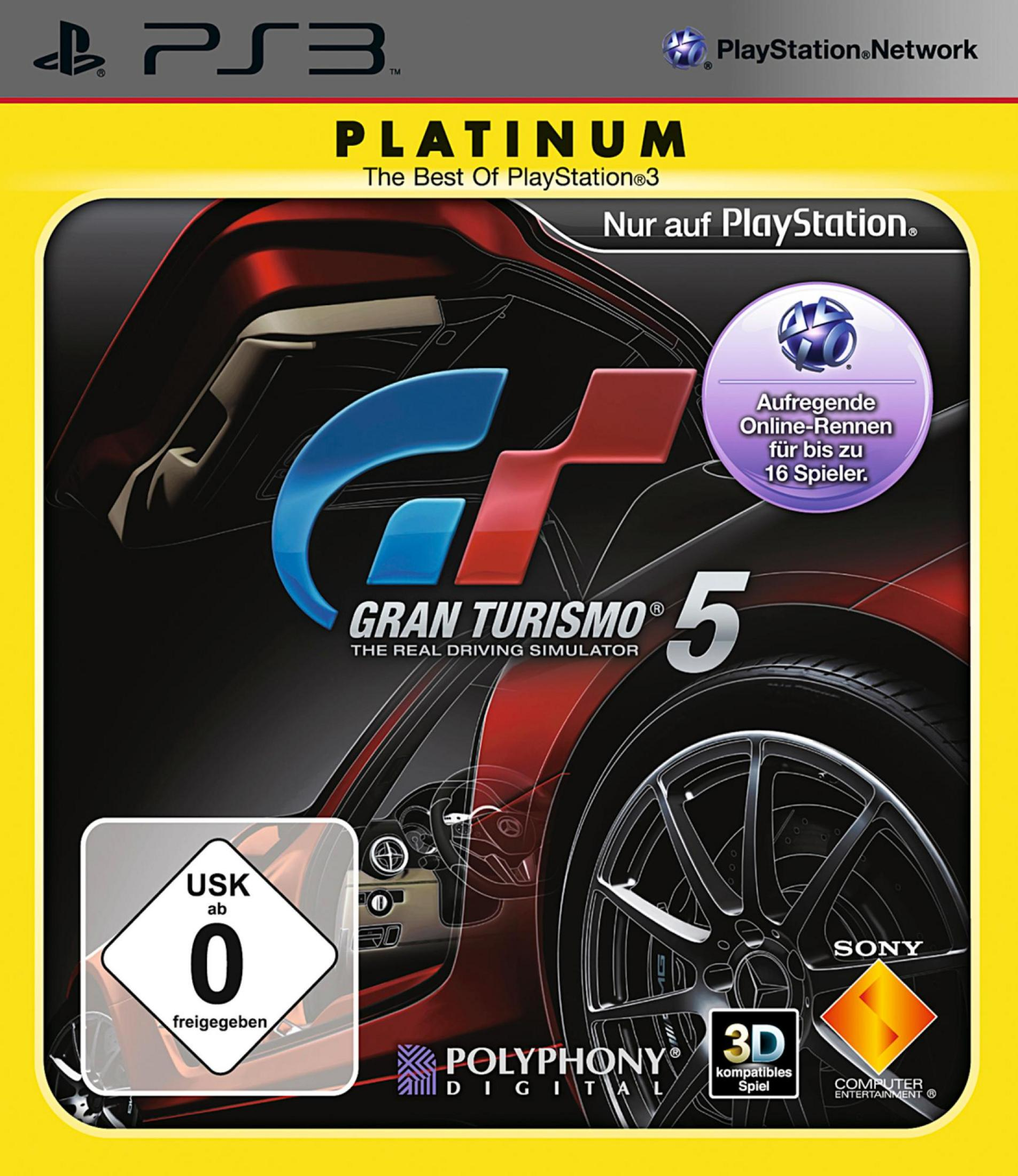 Gran Turismo 5 Platinum Edition PS3 Hülle mit rotem Auto-Motiv und USK 0.