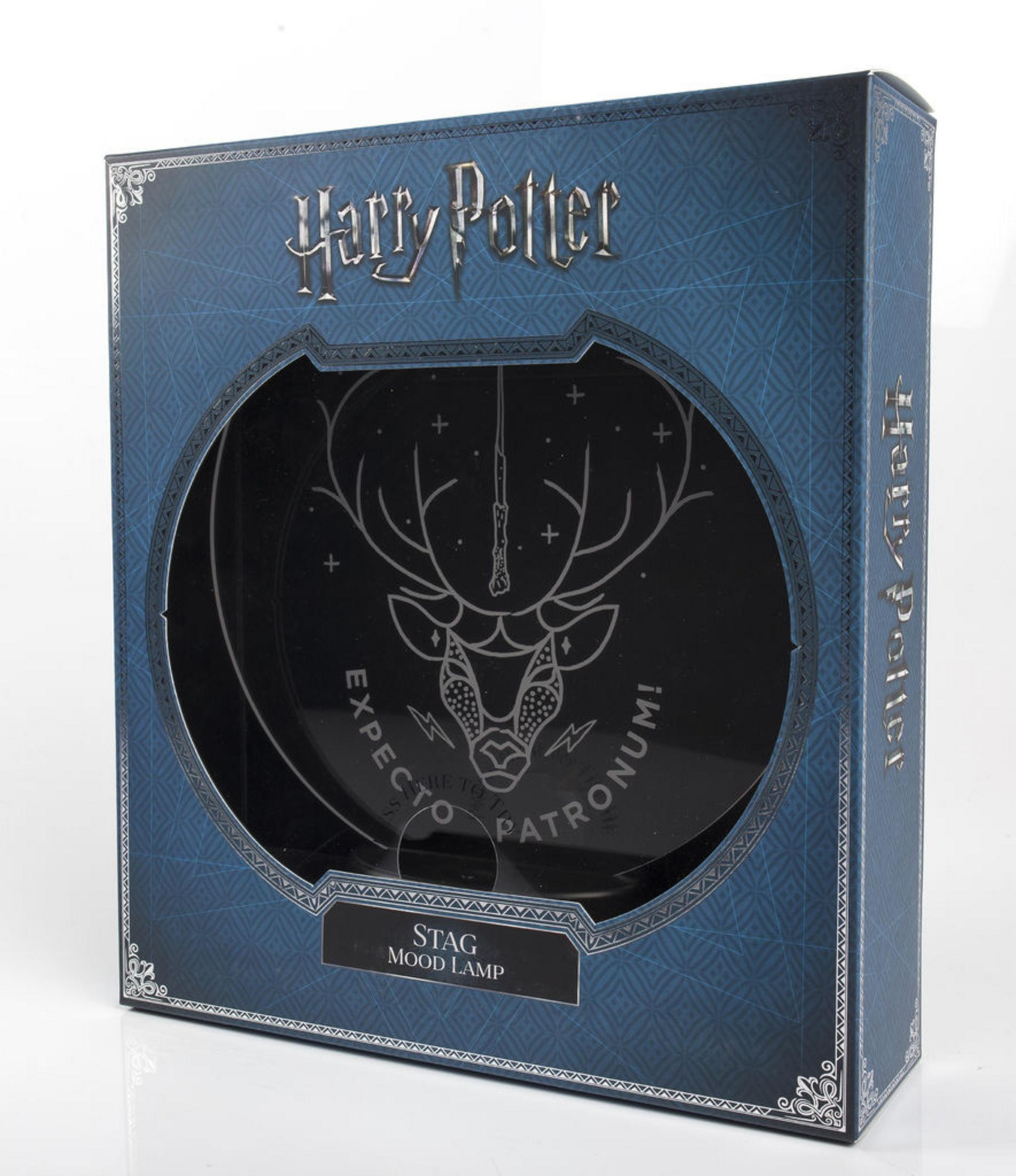 Eine Harry Potter Schachtel mit einem Hirsch-Mondlicht-Design.