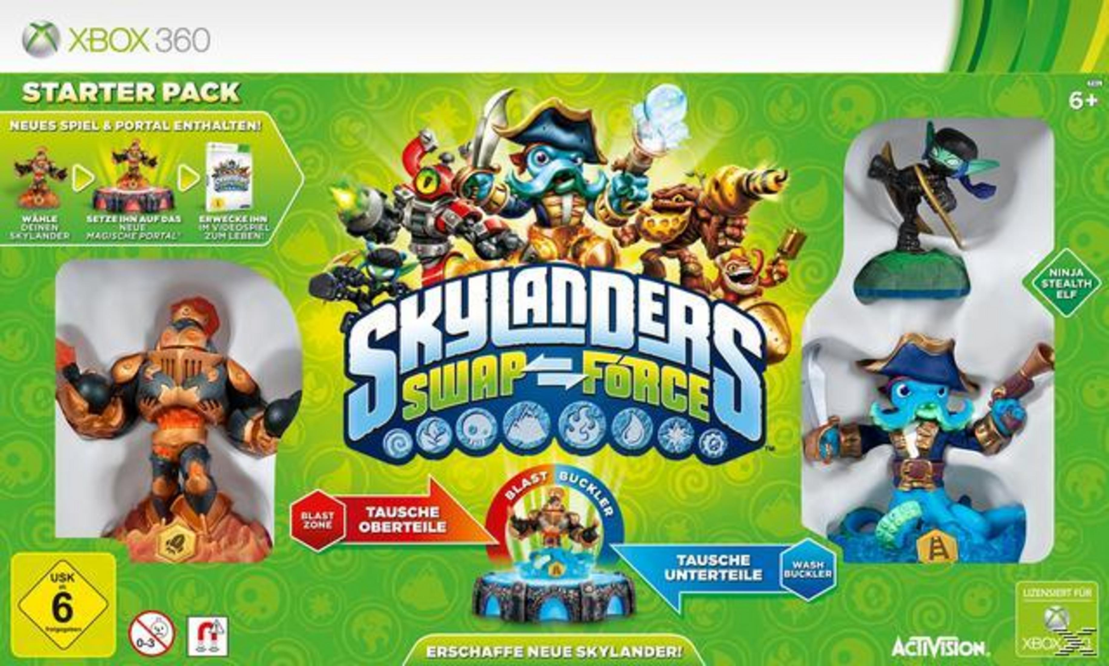 Skylanders Swap Force Starter Pack für Xbox 360 mit Spielfiguren und Portal.