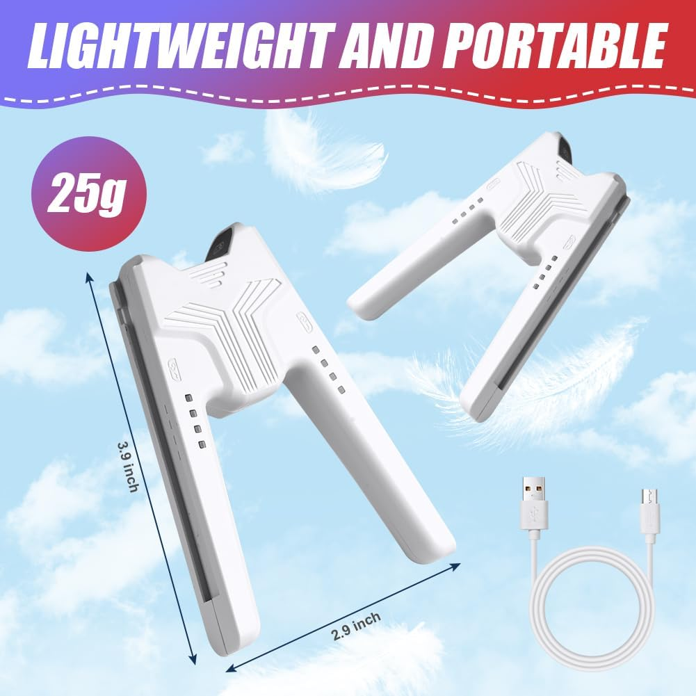 Ein weißes, leichtes Gerät mit 25g Gewicht und USB-Kabel.