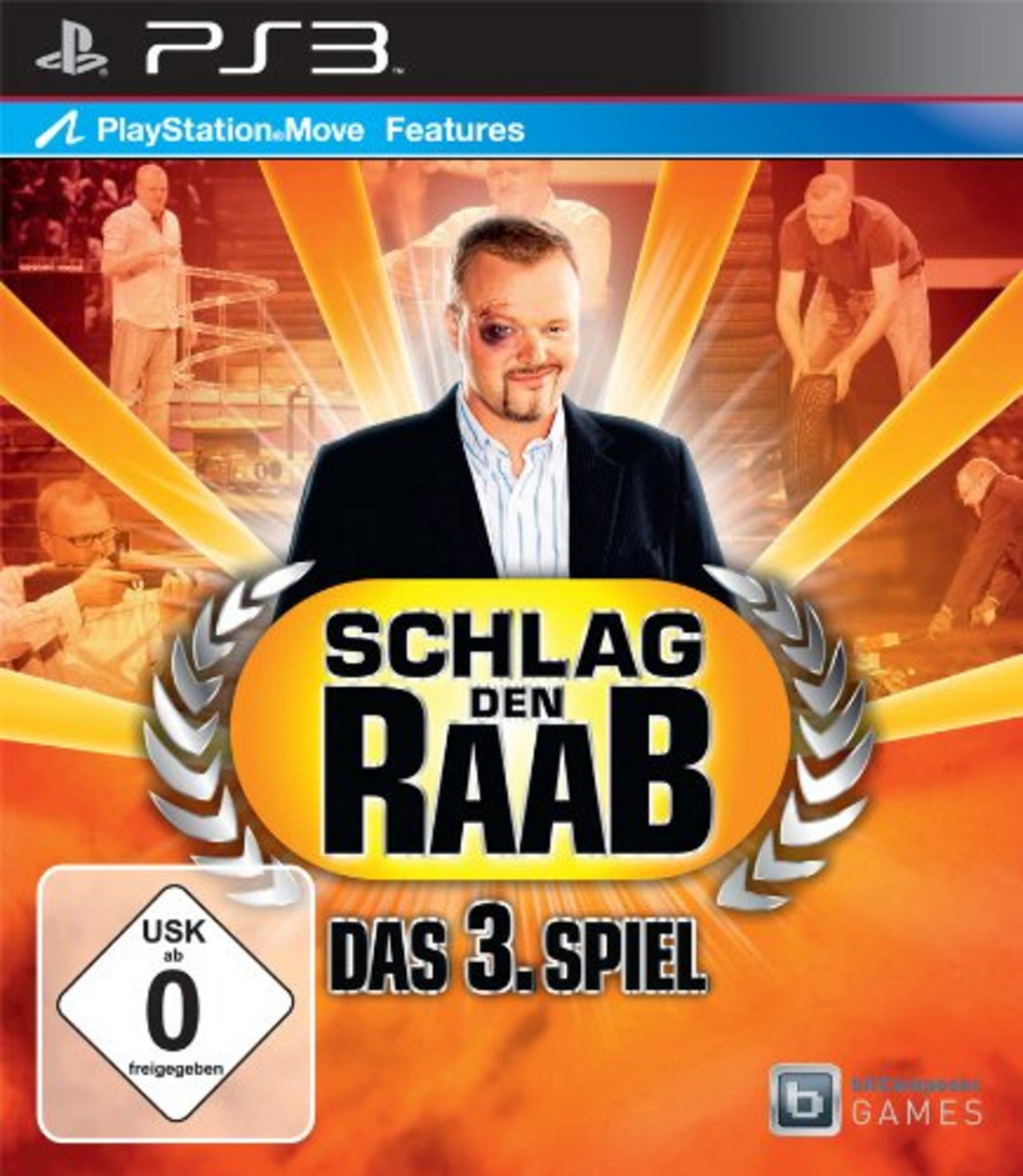 PS3-Spielcover: Mann mit blauem Auge, Titel 'Schlag den Raab', USK 0.