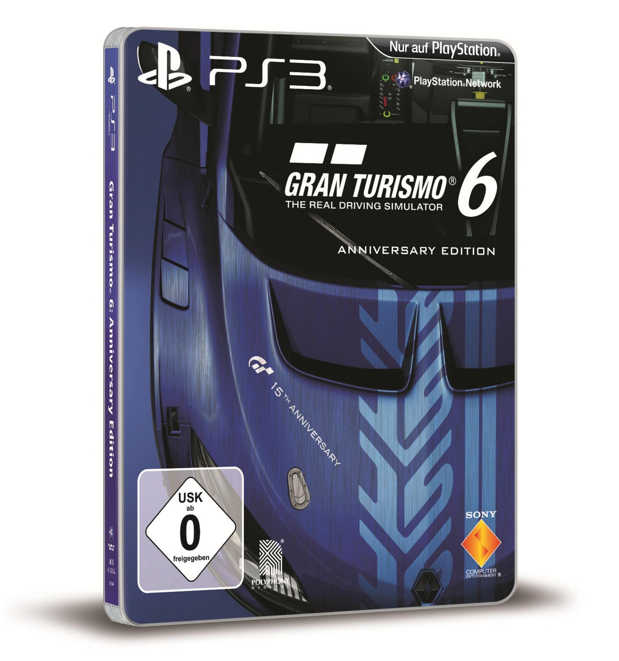 Gran Turismo 6 Anniversary Edition PS3 Hülle mit blauem Auto-Design und USK 0.