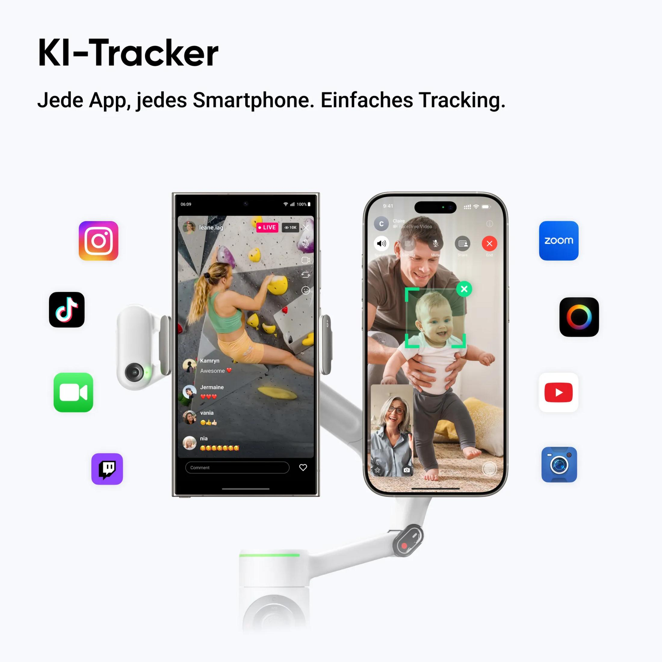KI-Tracker mit Smartphone-Apps: Instagram, TikTok, FaceTime, Zoom & mehr.