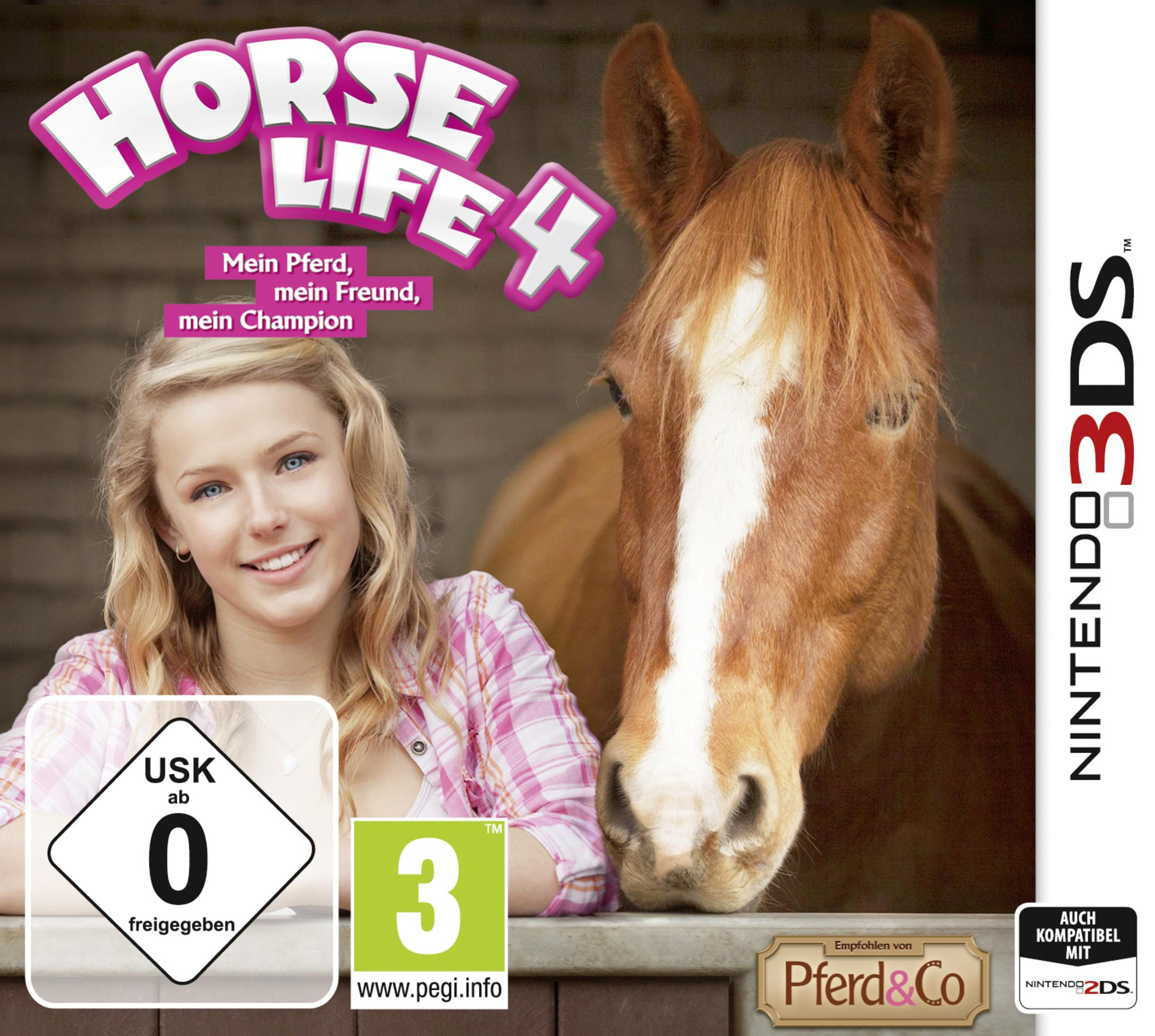 Ein Mädchen und ein Pferd auf der Hülle von Horse Life 4 für Nintendo 3DS.