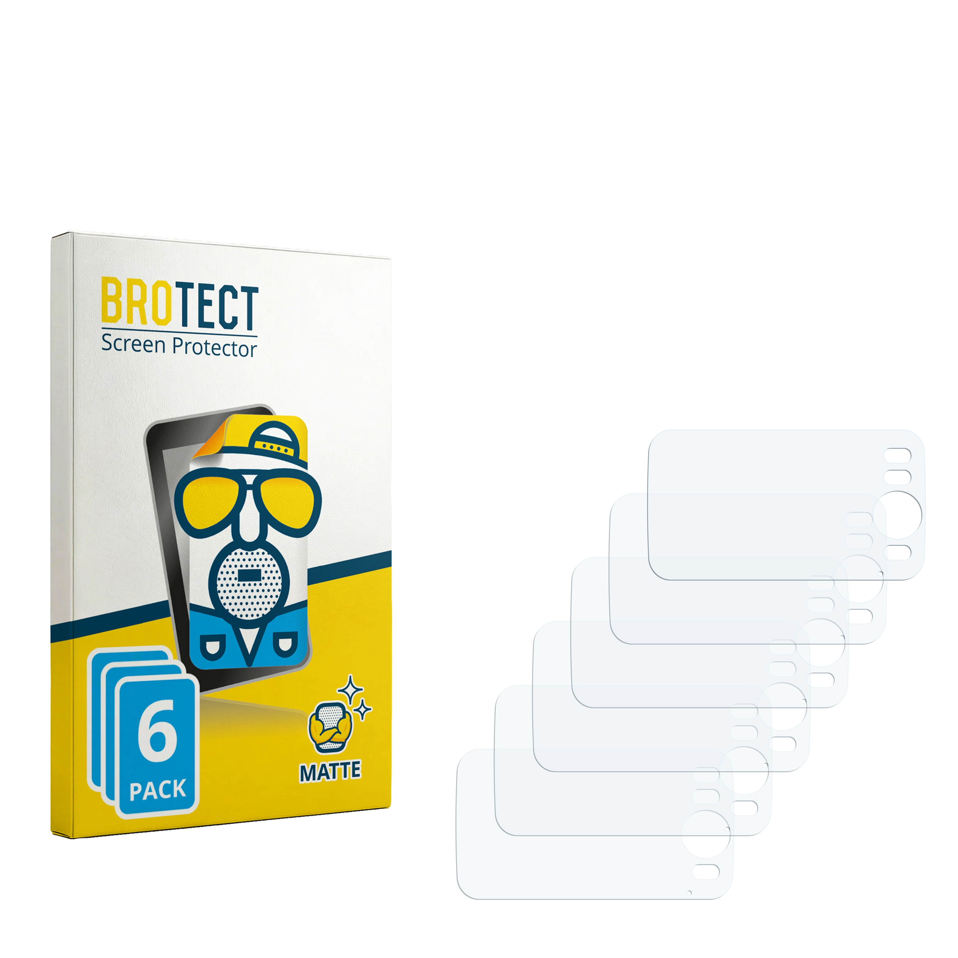 Verpackung mit 6 matten Displayschutzfolien und einzelnen Folien.