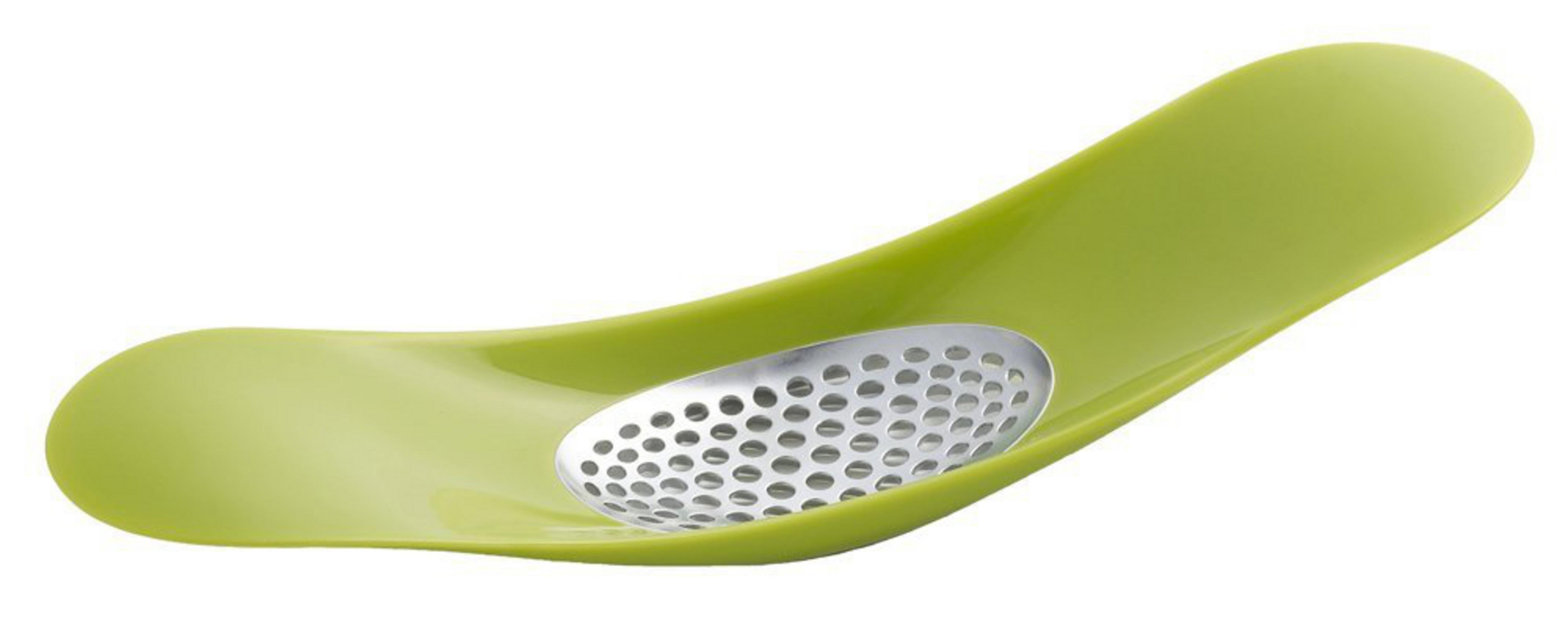 Delikli metal ek parçalı açık yeşil kaşık.